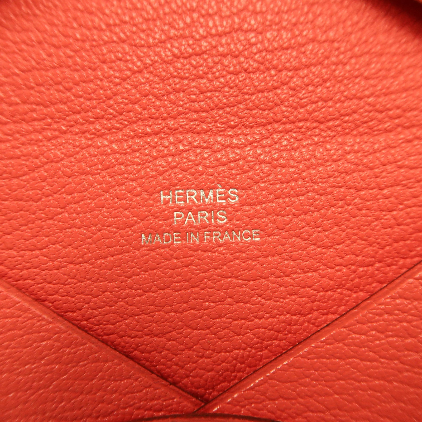 HERMES Evercolor皮革Calvi銀扣卡片套杜鵑粉色