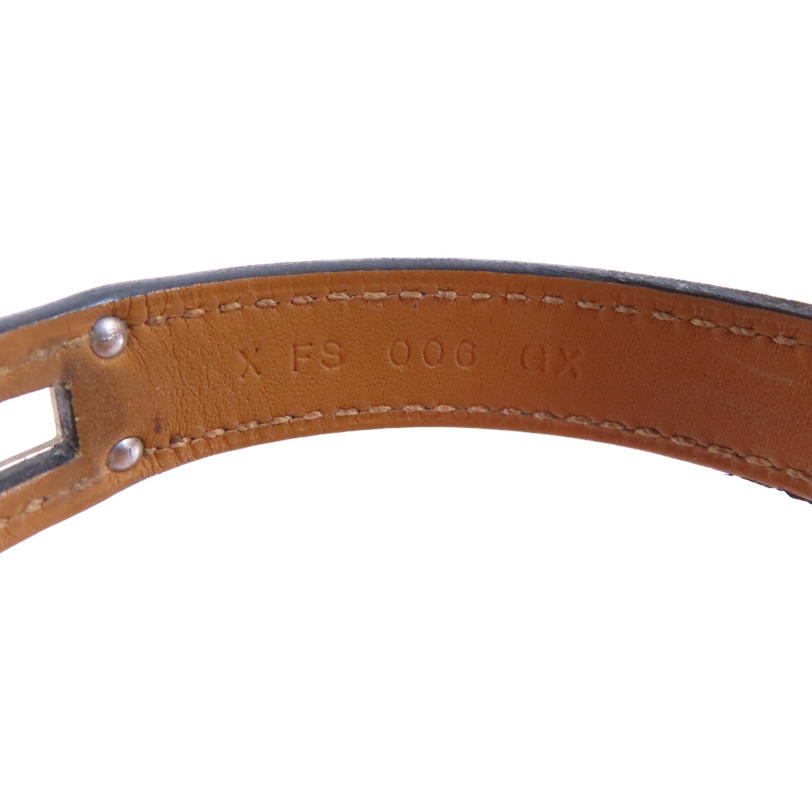 HERMES PHW Double Tour Bracelet Bangle Swift Leather Noir