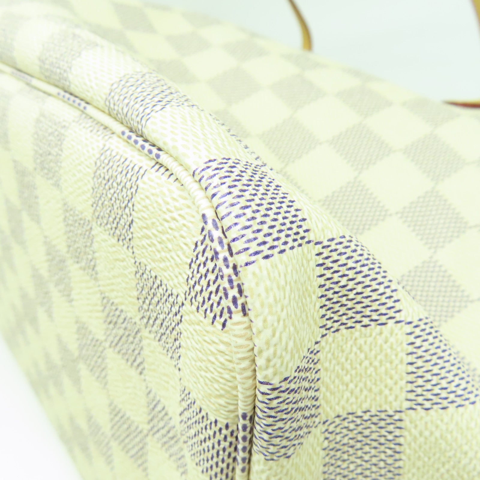 LOUIS VUITTON Damier Azur Neverfull MM金扣肩背袋白色