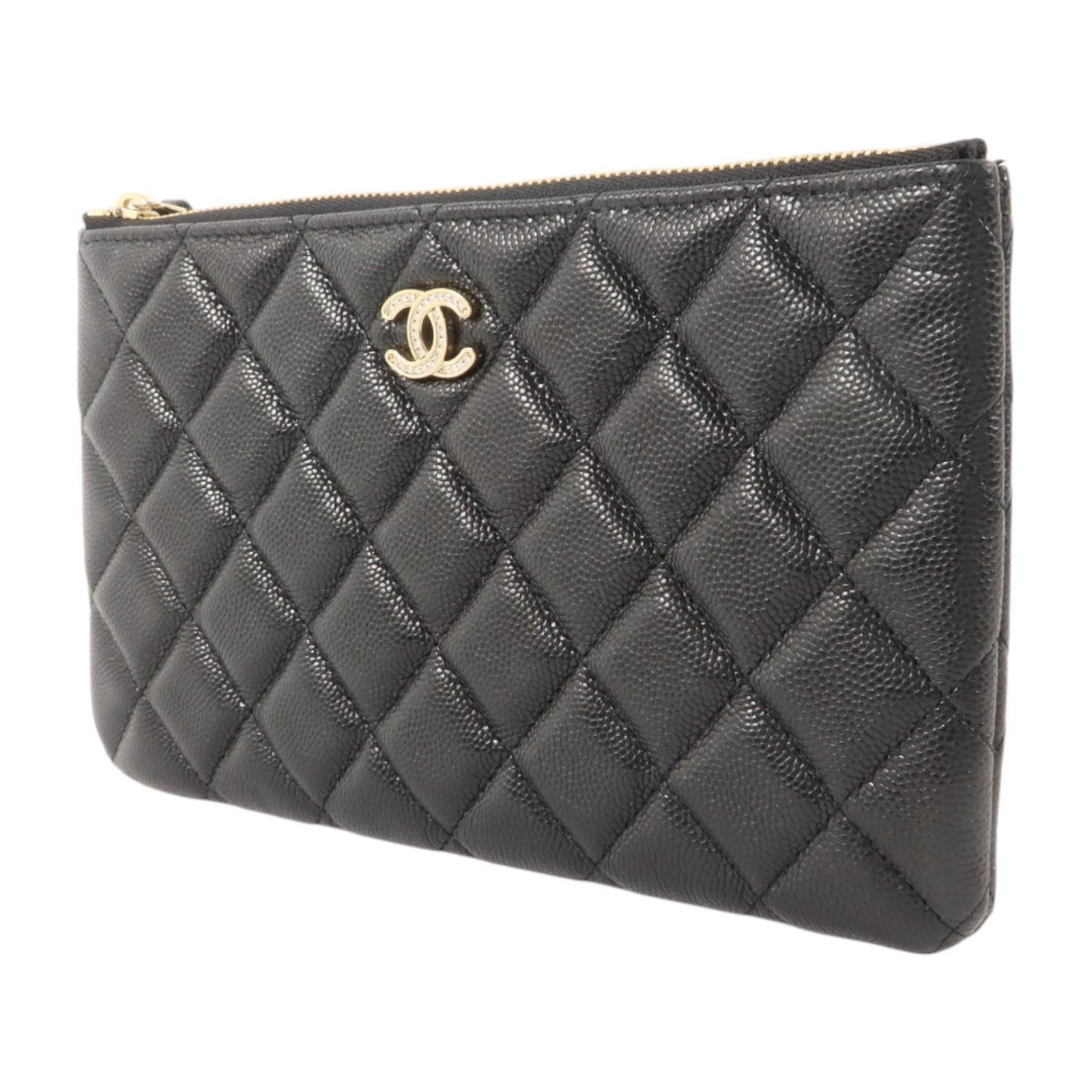 CHANEL 牛皮皮革Classic Zipped Pouch金扣小袋