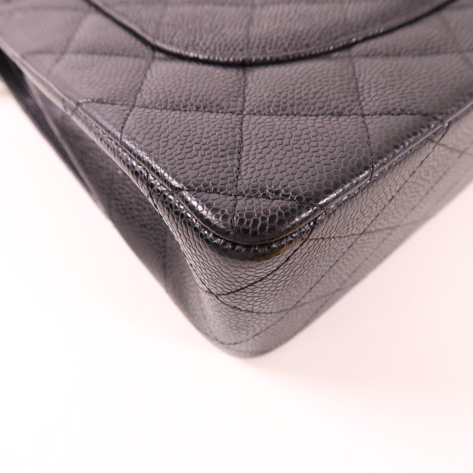 CHANEL 牛皮皮革Large Classic銀扣鏈帶肩背袋