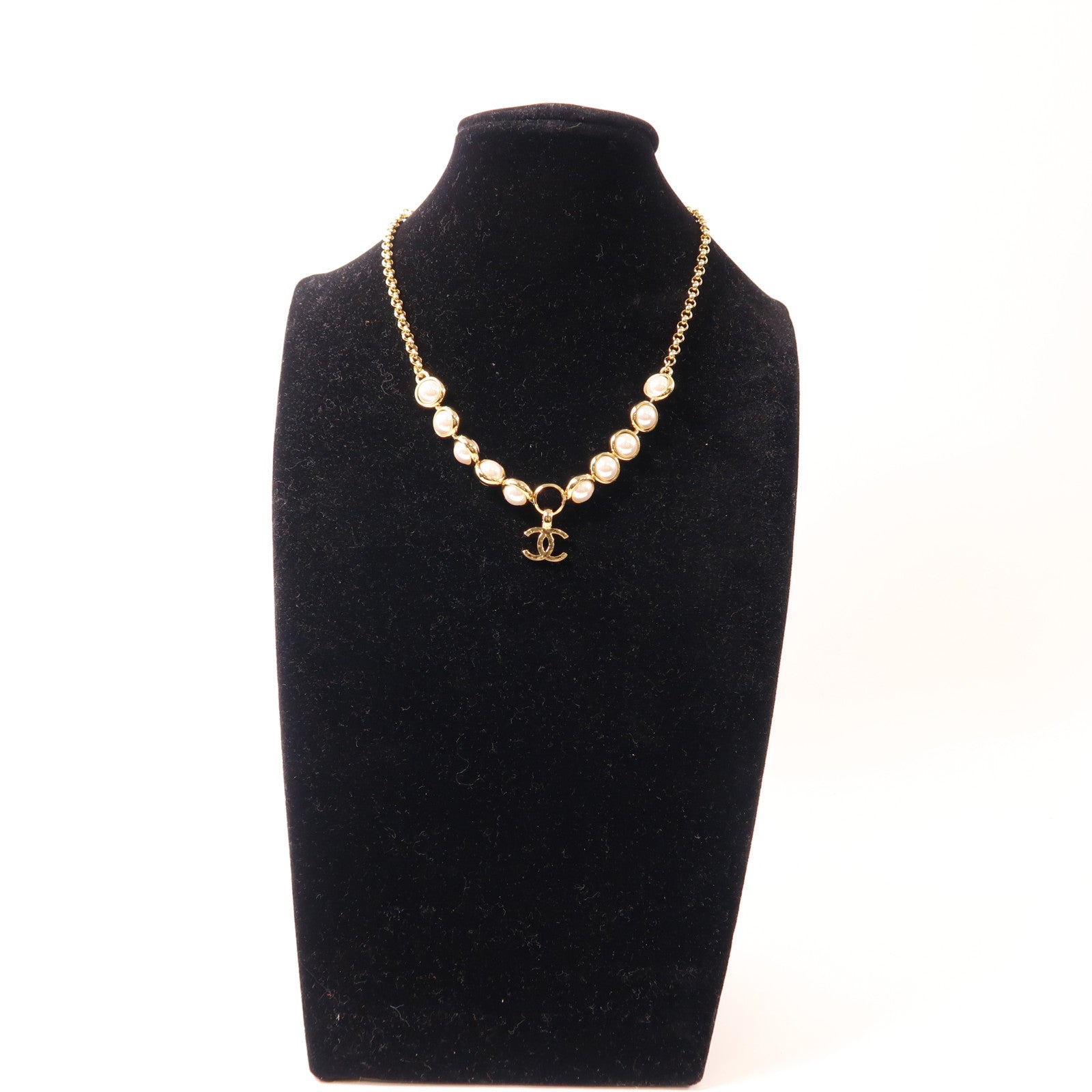 CHANEL 金屬Necklace項鍊金色/白色