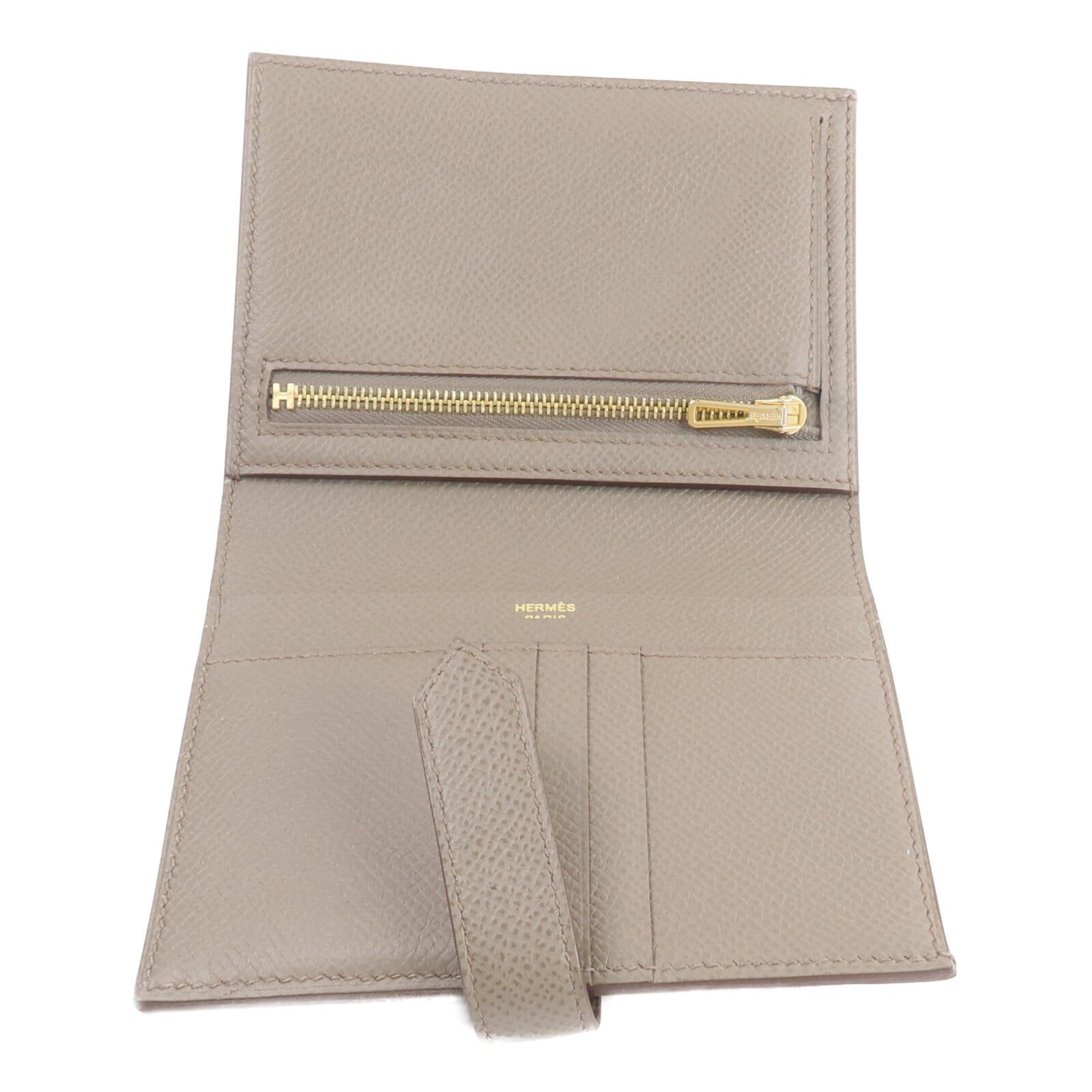 HERMES Epsom皮革Bearn Compact Wallet錢包Etain