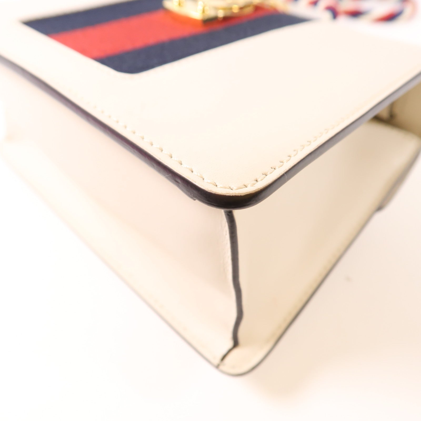 GUCCI GG GHW Sylvie 2Way Shoulder Hand Bag Calfskin Leather 470270 White