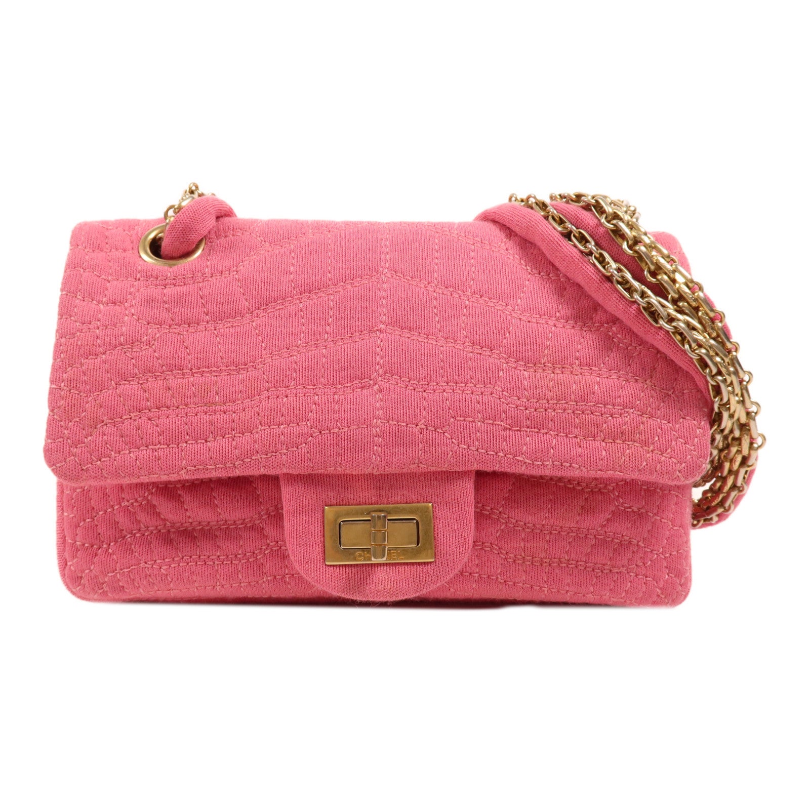 CHANEL 布料Seasonal 2.55金扣鏈帶肩背袋