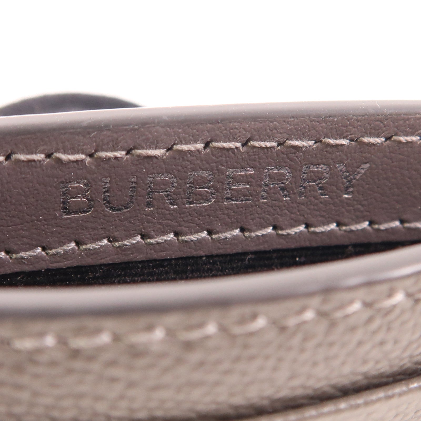 BURBERRY 牛皮皮革Card Case銀扣卡片套灰色