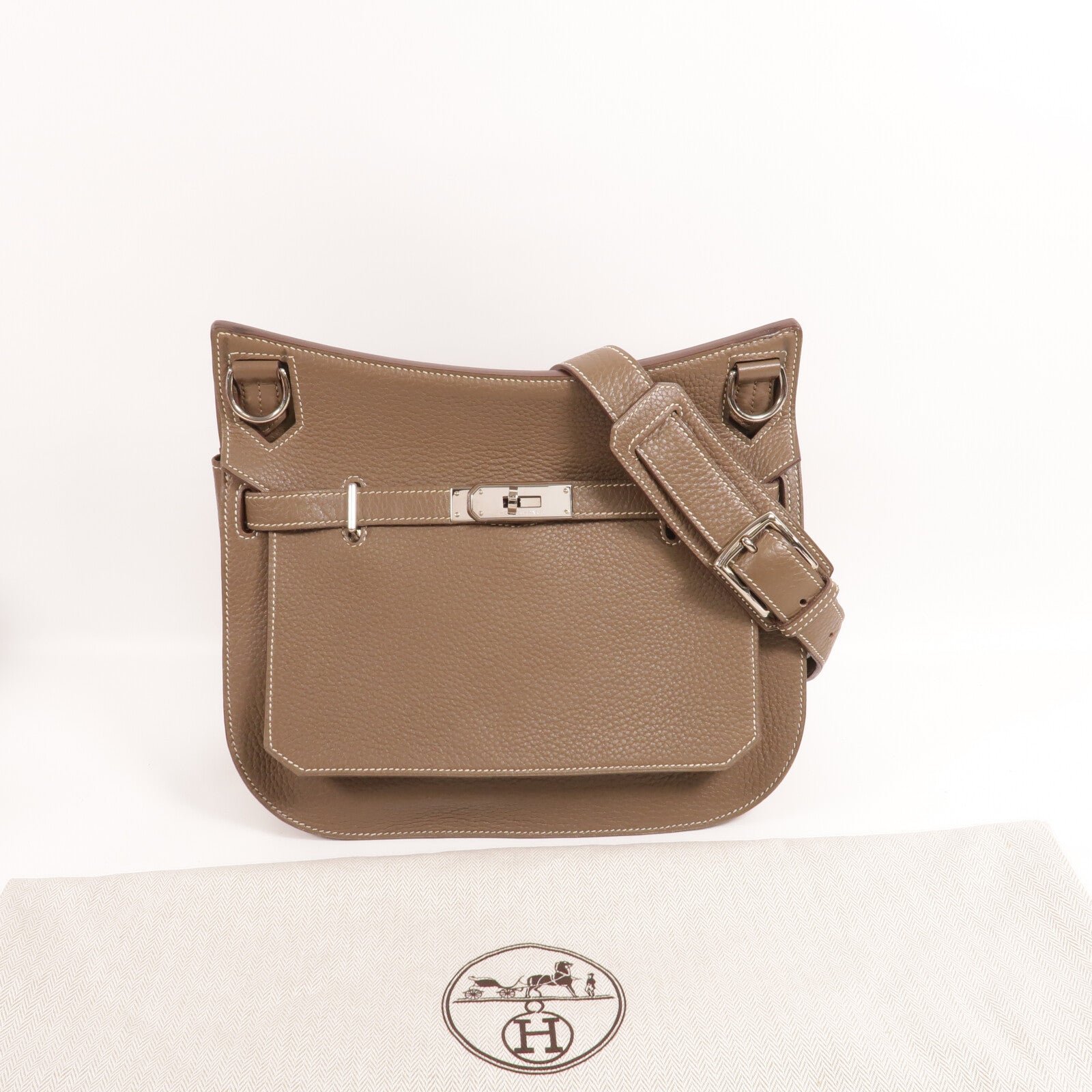 HERMES Togo皮革Jypsiere肩背袋Etoupe