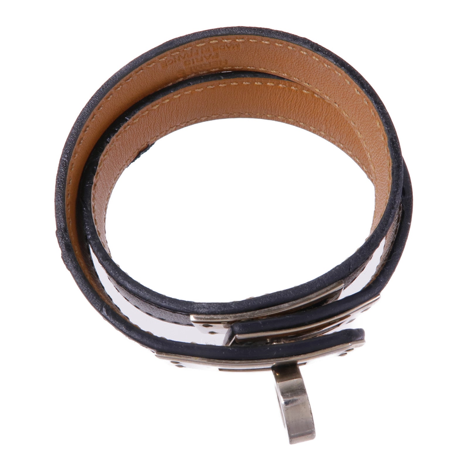 HERMES Swift皮革Kelly Double Tour銀扣手帶Noir