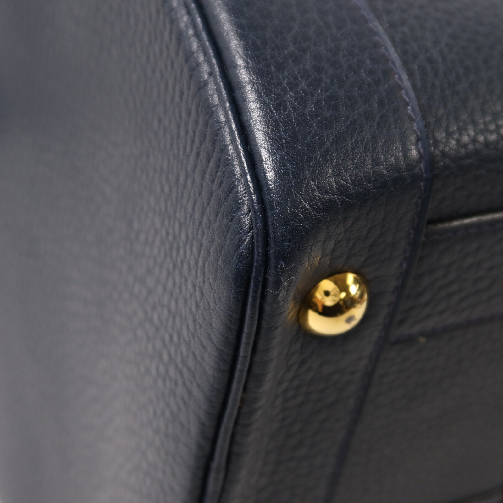 HERMES Ardennes皮革Rudy金扣手挽肩背兩用袋Navy