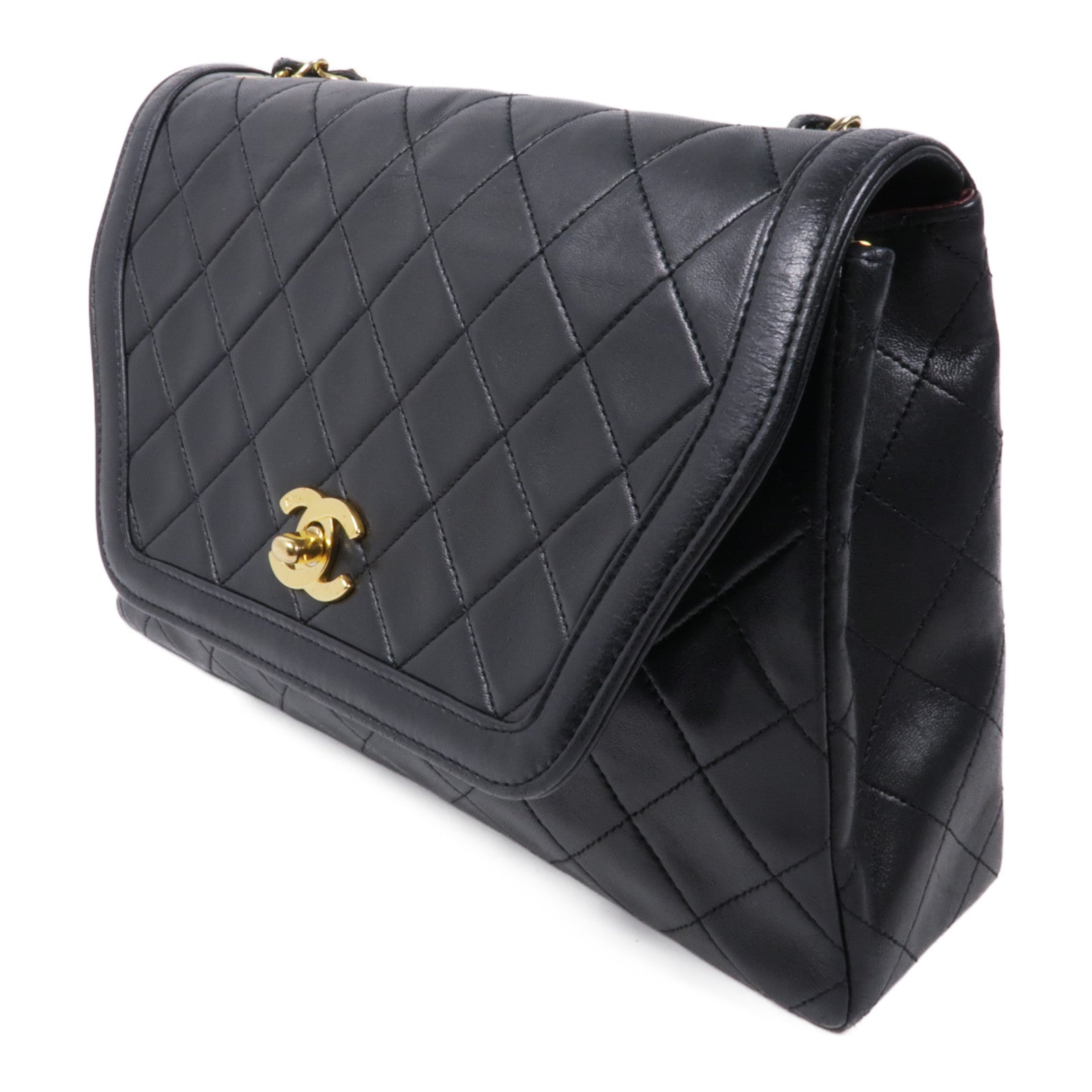 CHANEL 羊皮皮革Chain Shoulder金扣鏈帶肩背袋