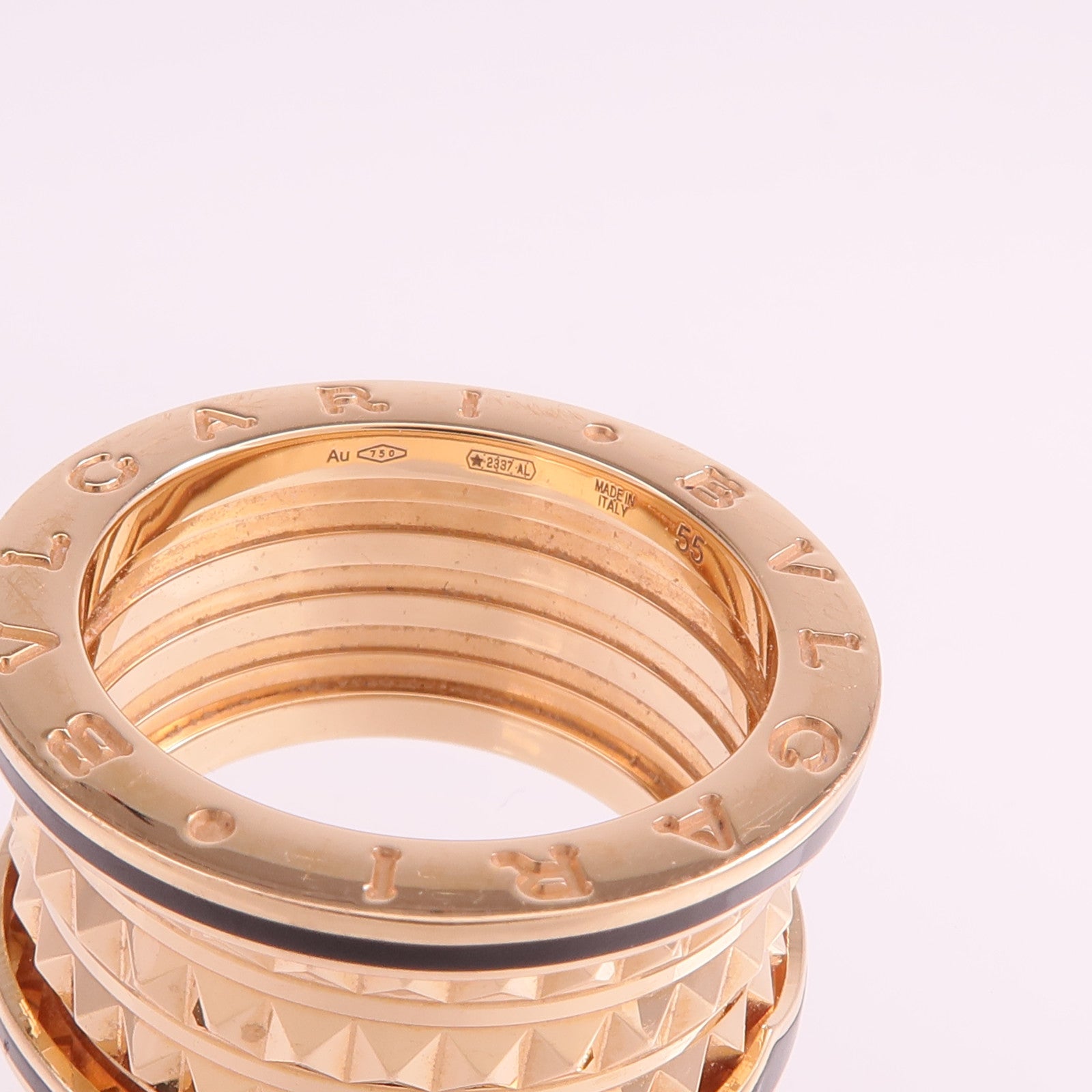 BVLGARI 18K玫瑰金/陶瓷B-zero1戒指BVLGARI#55/#US7