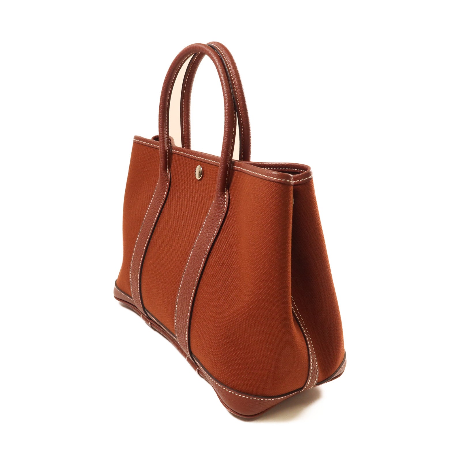 HERMES 帆布Garden Party TPM銀扣手挽袋Rouge Ash/紅色