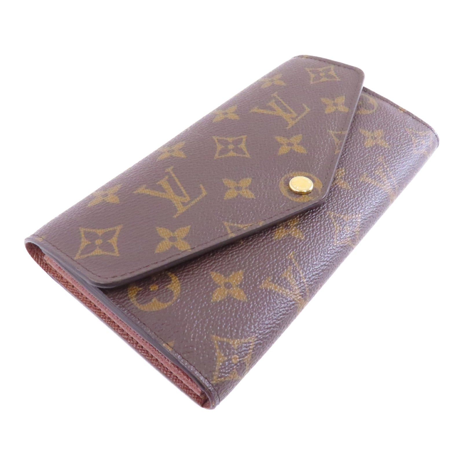LOUIS VUITTON Monogram Sarah Wallet金扣長錢包啡色