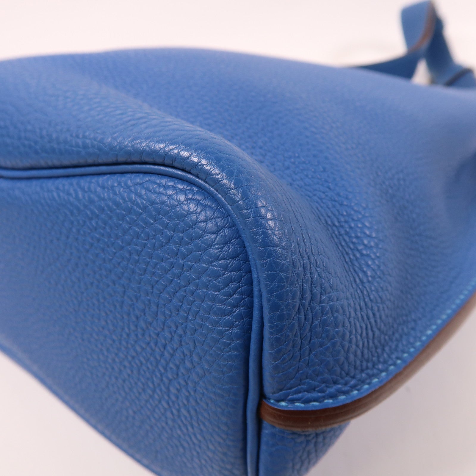 HERMES Togo皮革So Kelly 22銀扣肩背袋希臘藍色