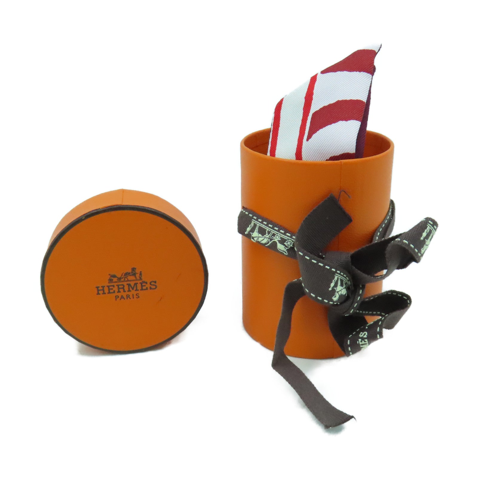 HERMES 【激減優惠】絲質Twillon絲巾紅色/白色