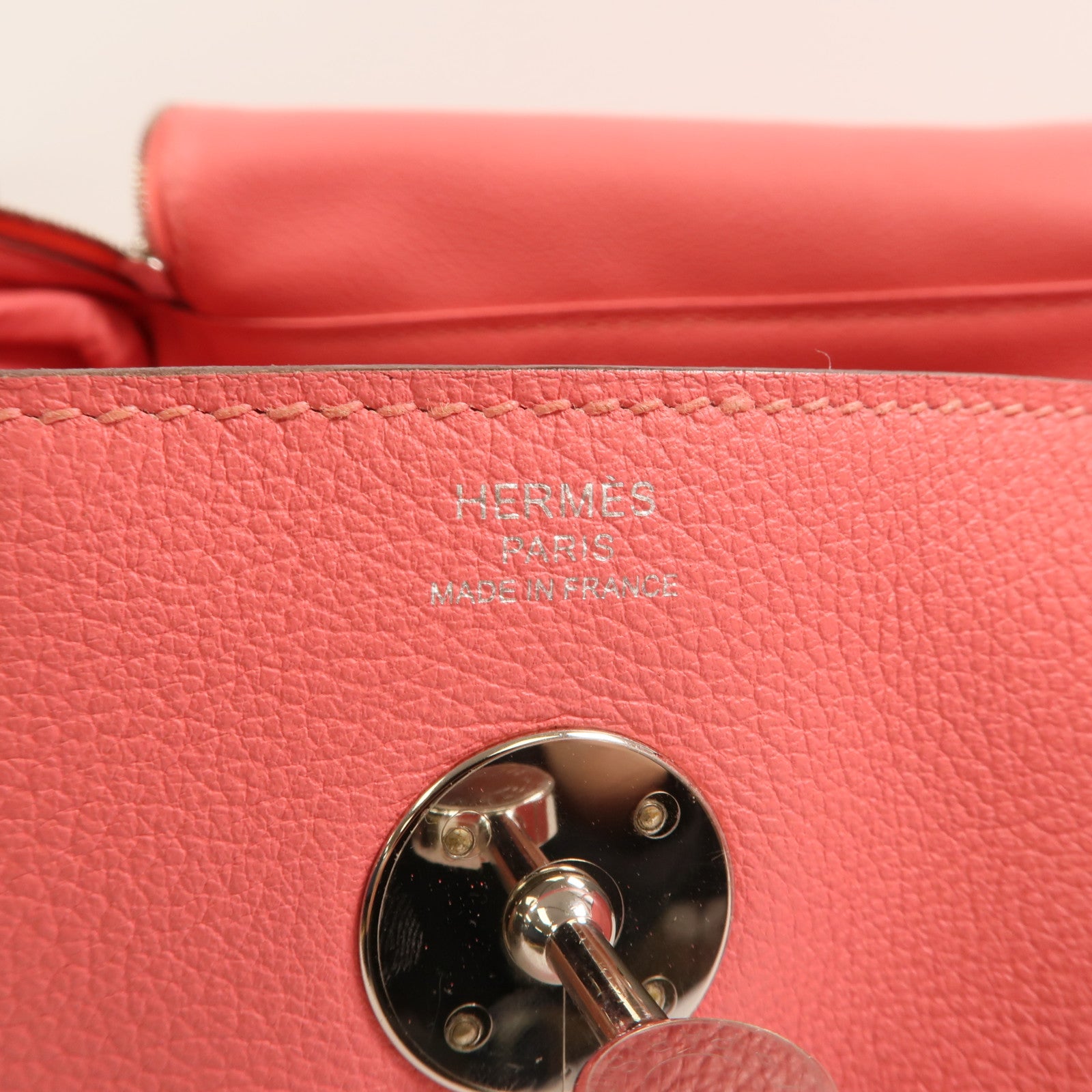 HERMES 【激減優惠】Evercolor皮革Lindy 26銀扣手挽肩背兩用袋Rose Azalee