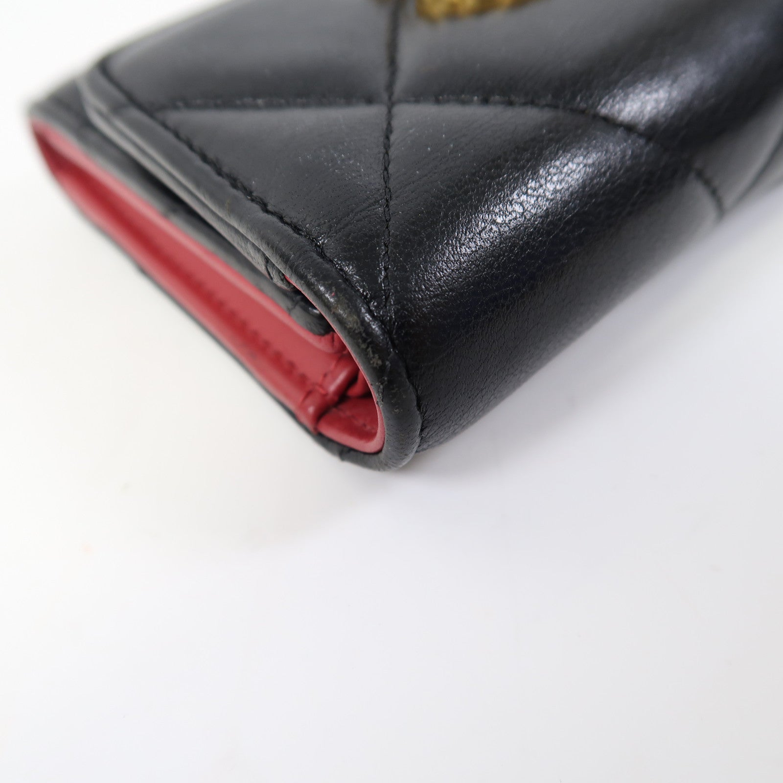 CHANEL 菱格羊皮皮革C19 Wallet金扣錢包黑色