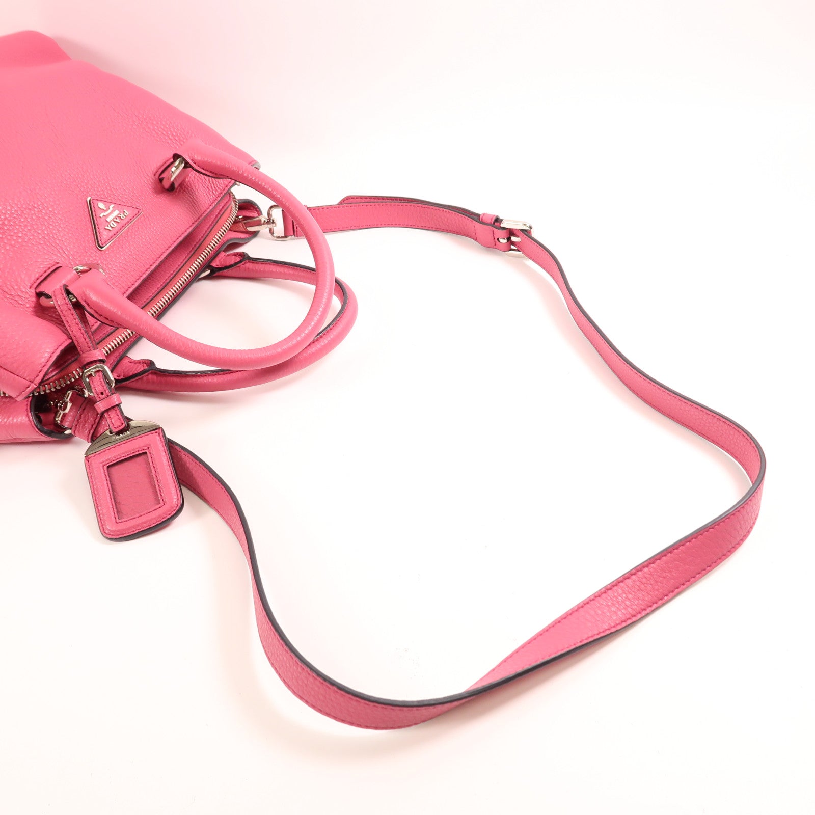 PRADA 牛皮皮革Shoulder Bag銀扣手挽肩背兩用袋