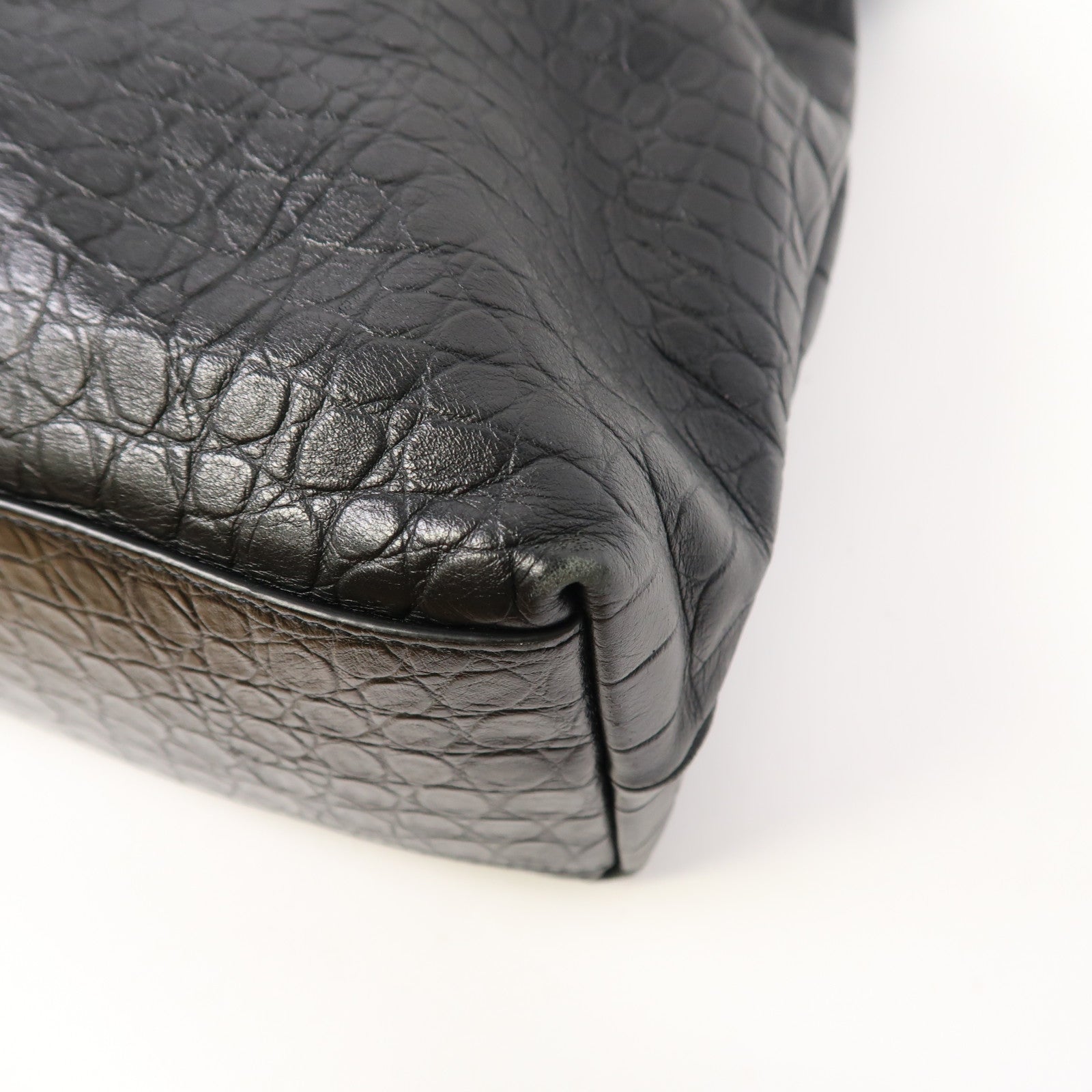 SAINT LAURENT 【激減優惠】牛皮皮革Shoulder Bag銀扣手挽肩背兩用袋黑色
