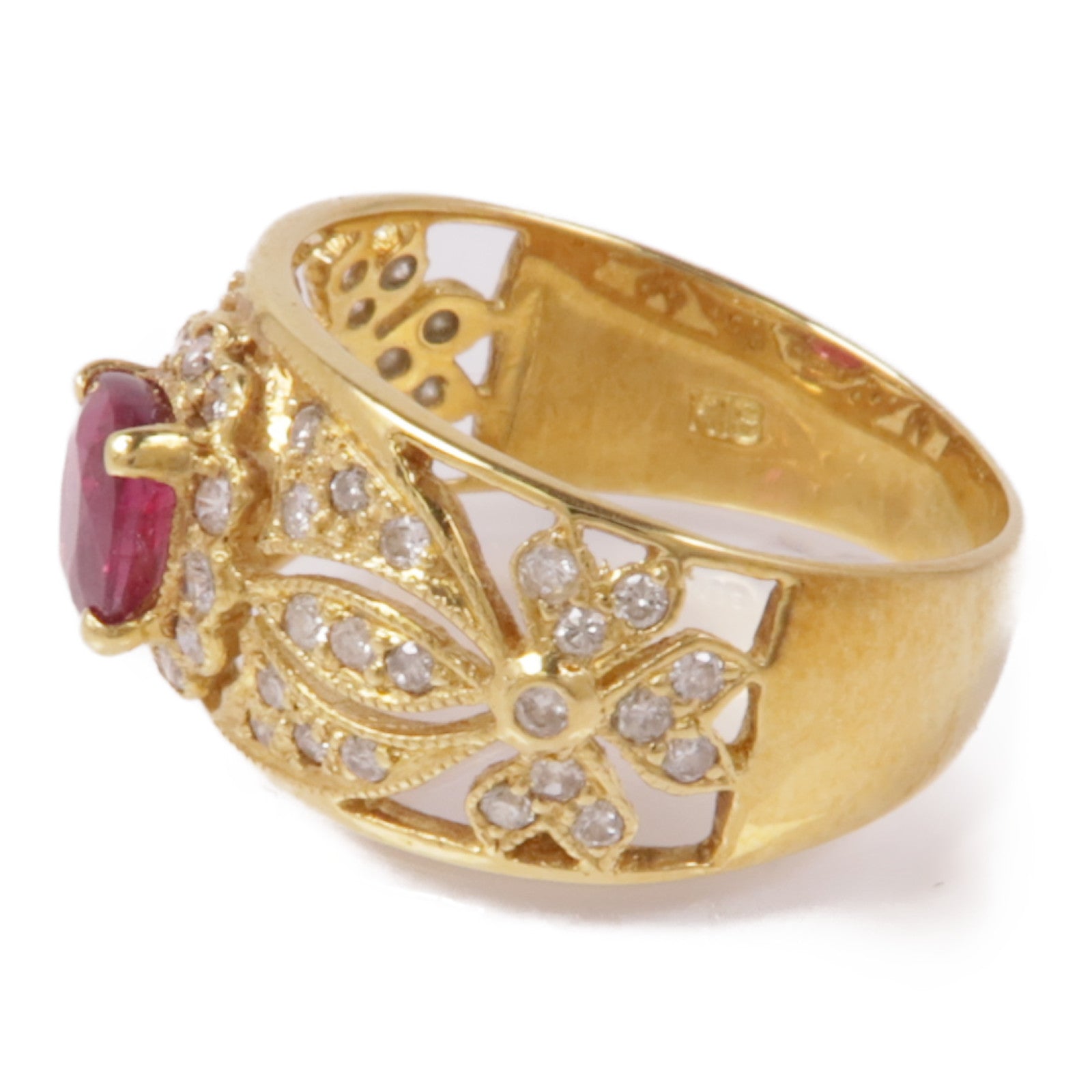 JEWELRY 18K黃金Ruby/Diamond Ring紅寶石/鑽石戒指US#4.75