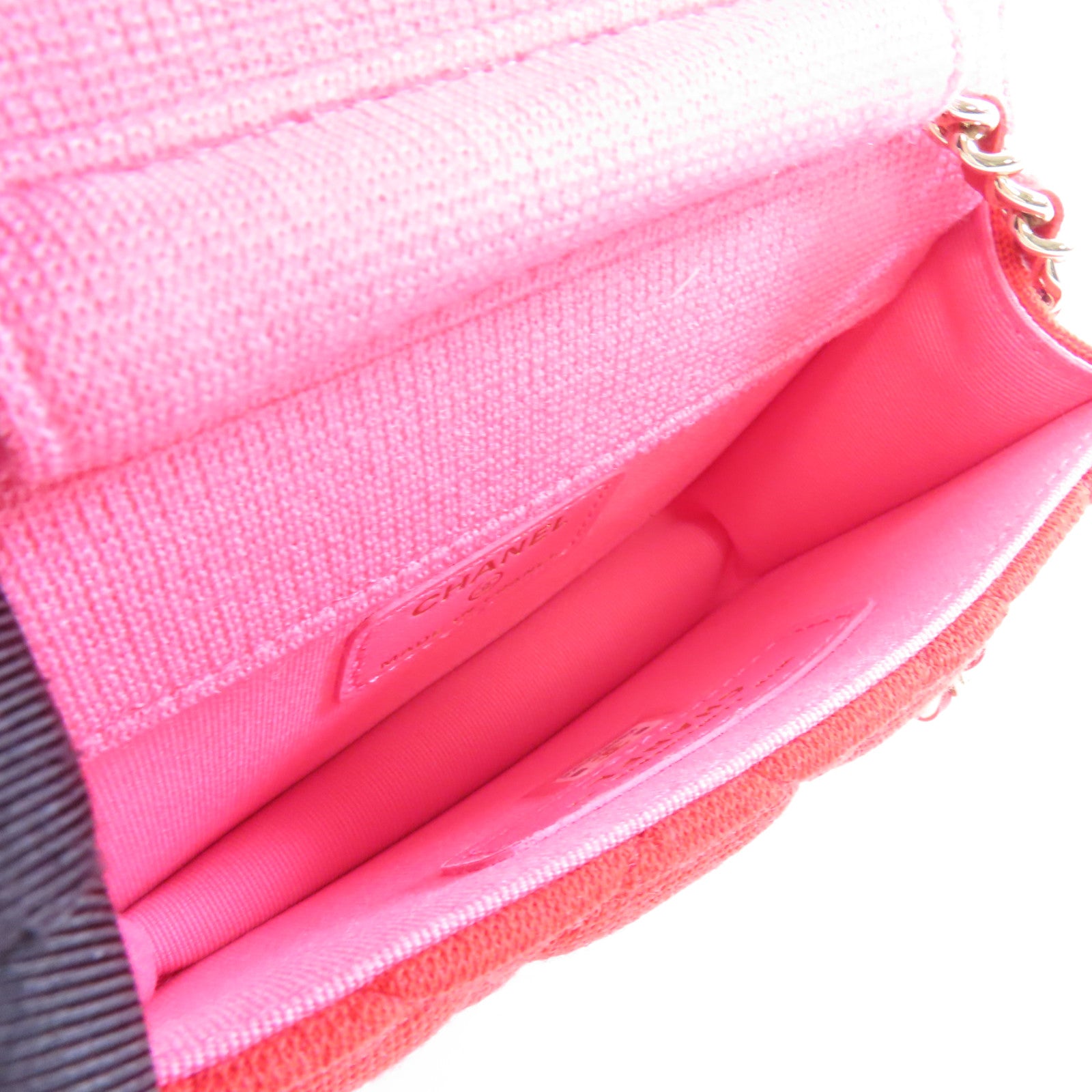 CHANEL 【激減優惠】菱格帆布Chain Shoulder Bag金扣鏈帶肩背袋紅色