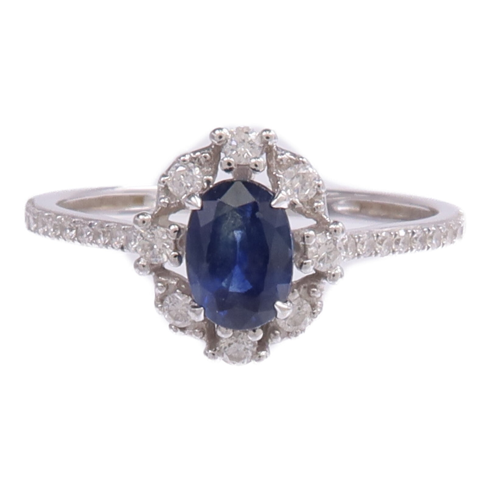 JEWELRY 18K白金Sapphire Diamond Ring藍寶石/鑽石戒指US#6.75