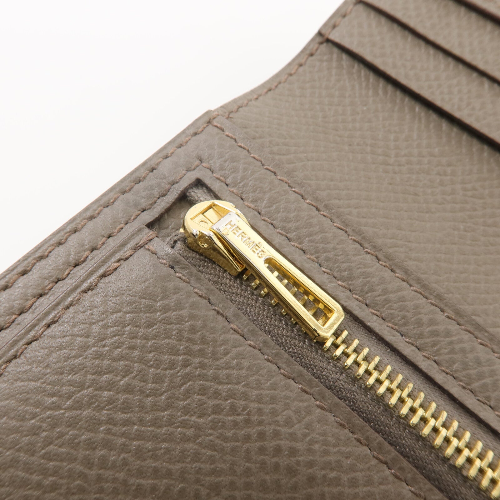 HERMES Epsom皮革Bearn Compact Wallet錢包Etain