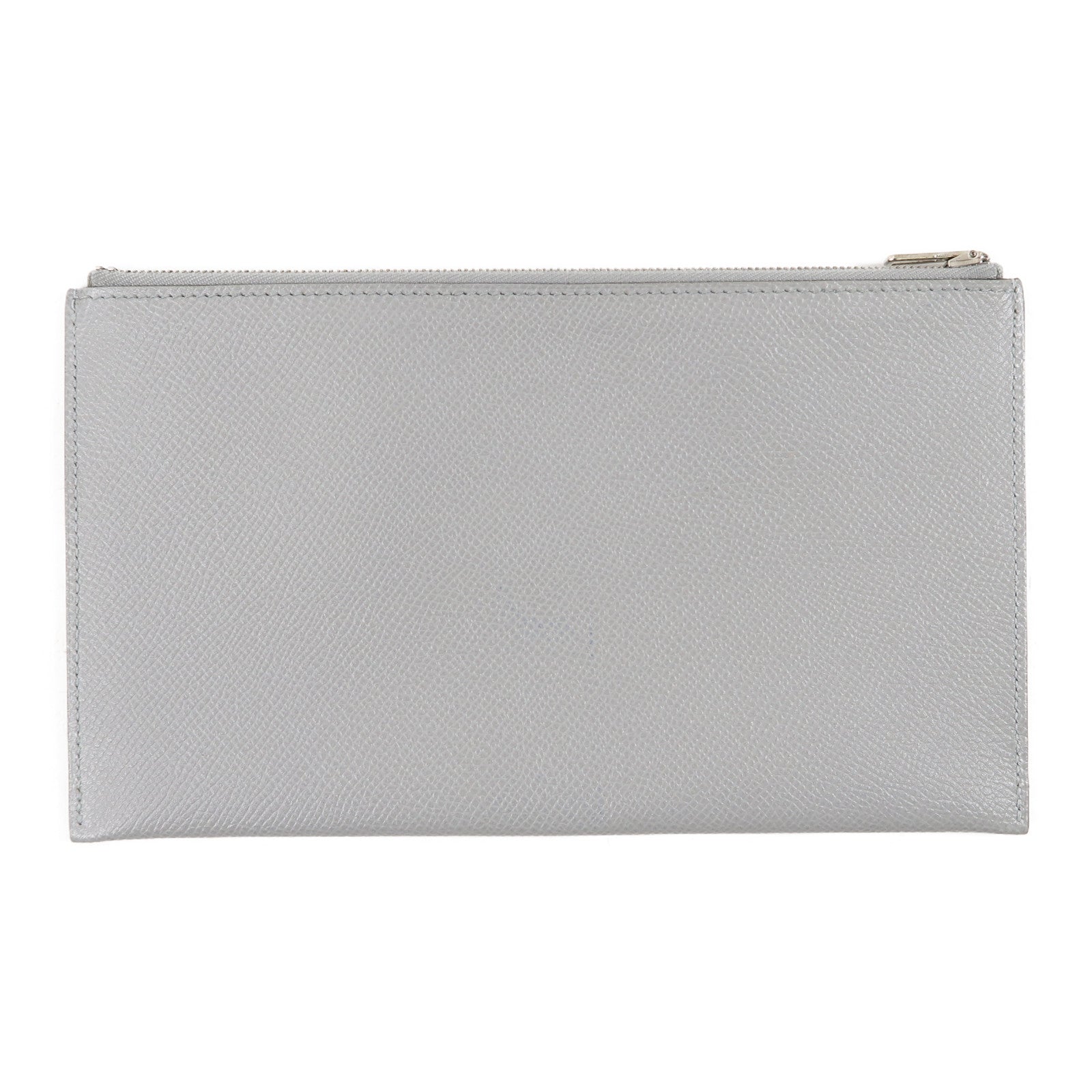 HERMES Epsom皮革Pochette Calvi MM銀扣手拿包藍色