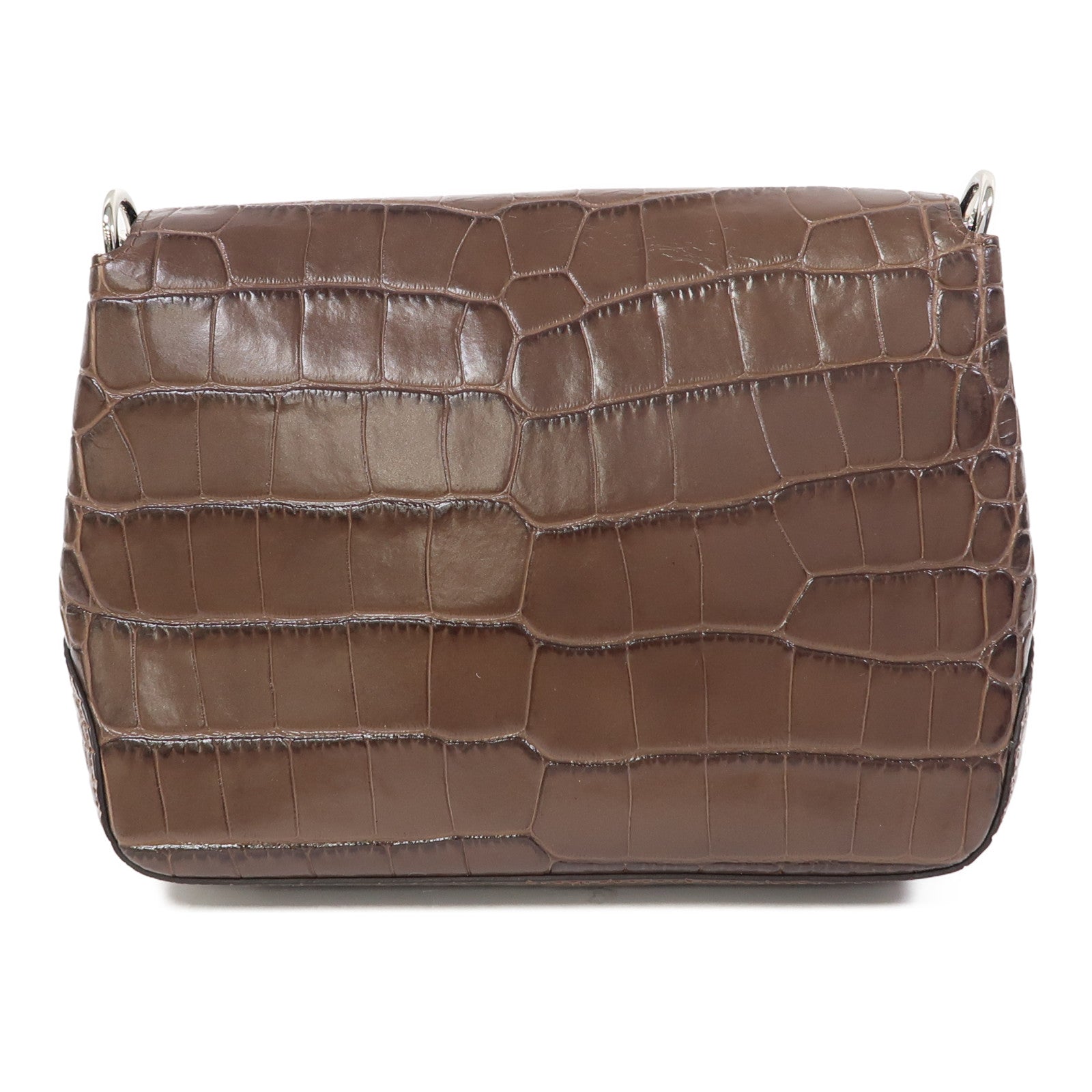 Longchamp 牛皮皮革Shoulder Bag銀扣肩背袋啡色
