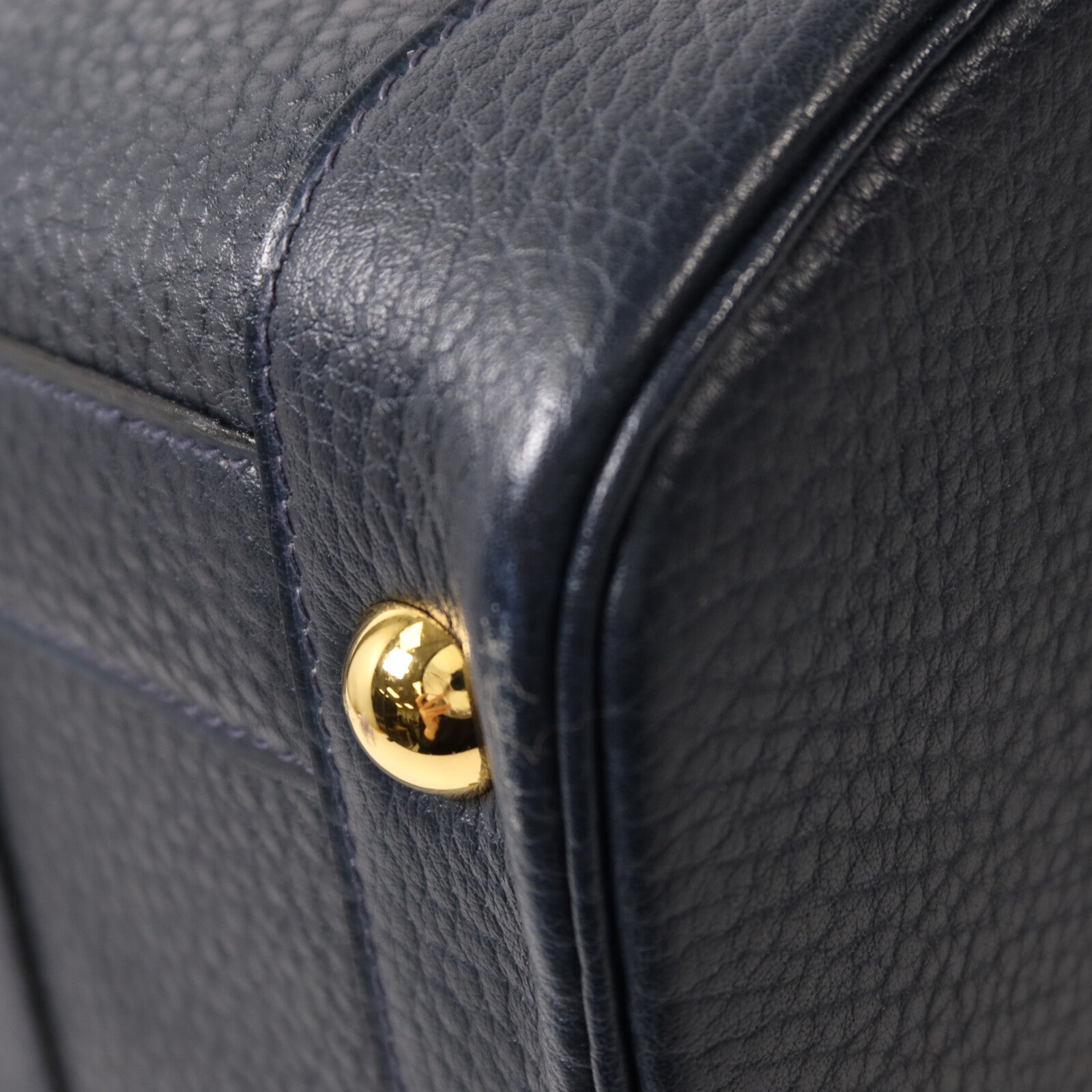 HERMES Ardennes皮革Rudy金扣手挽肩背兩用袋Navy