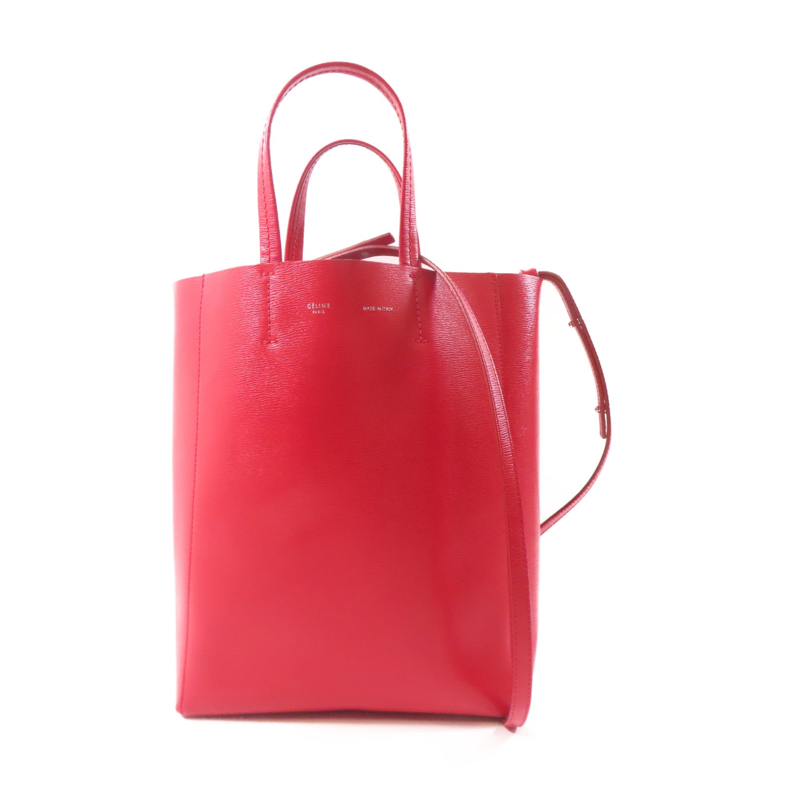 CELINE 牛皮皮革Cabas Bag手挽肩背兩用袋紅色