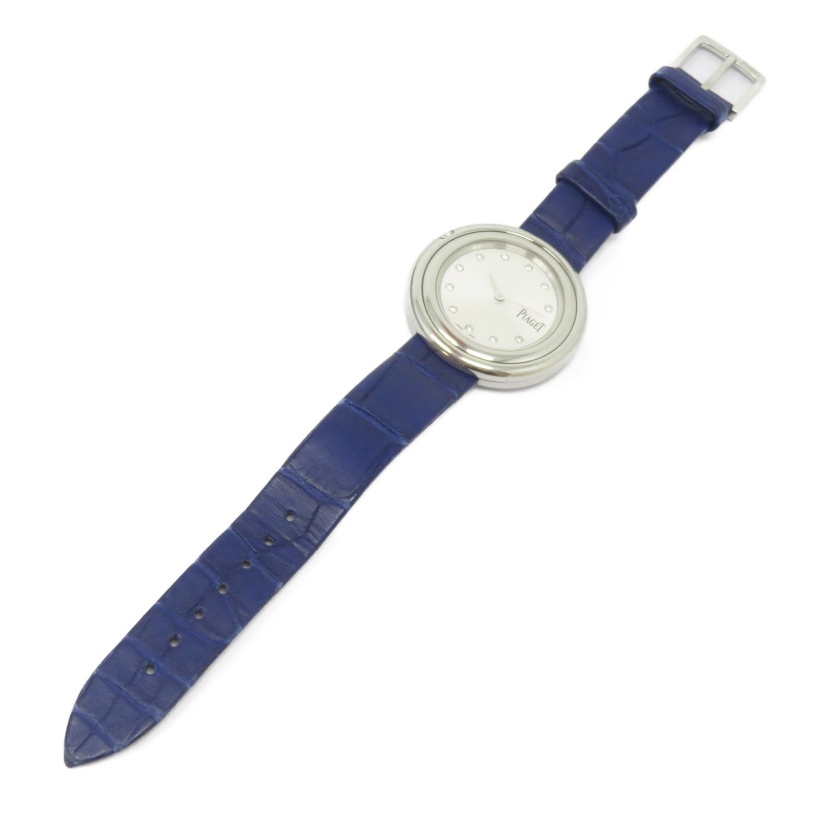 PIAGET Possession Watch不鏽鋼/鱷魚皮革帶手錶石英機芯銀色