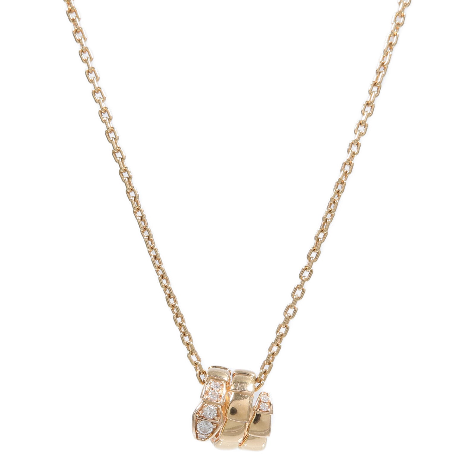 BVLGARI 18K玫瑰金Serpenti Viper鑽石項鍊