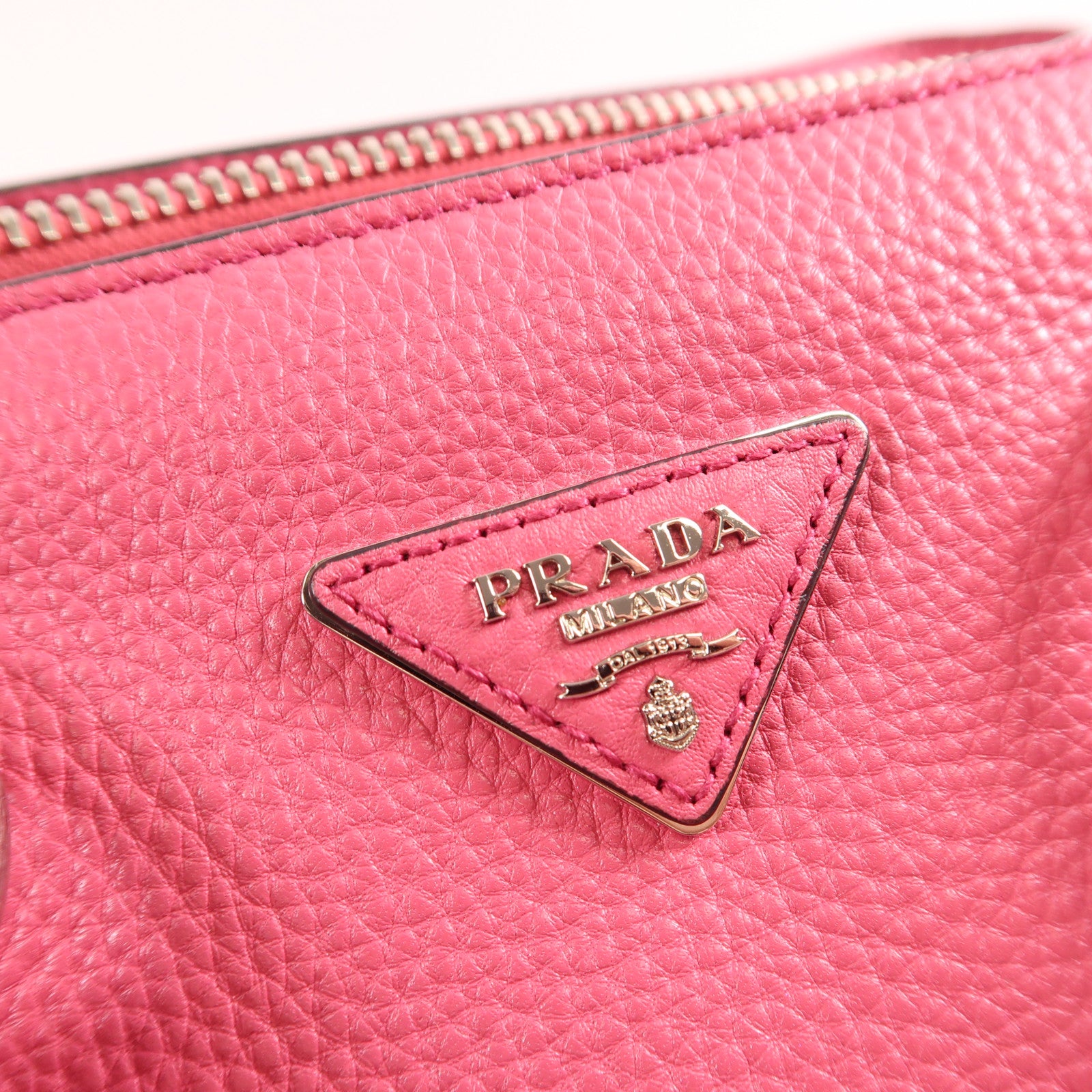 PRADA 牛皮皮革Shoulder Bag銀扣手挽肩背兩用袋