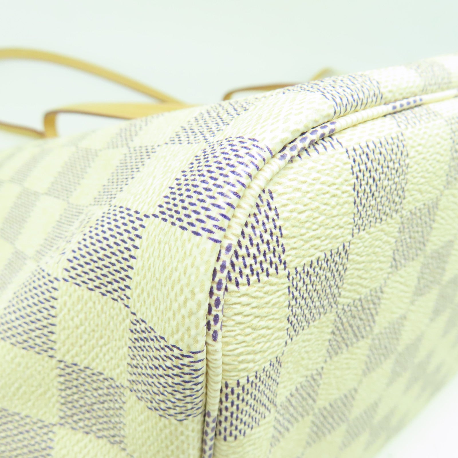 LOUIS VUITTON Damier Azur Neverfull MM金扣肩背袋白色