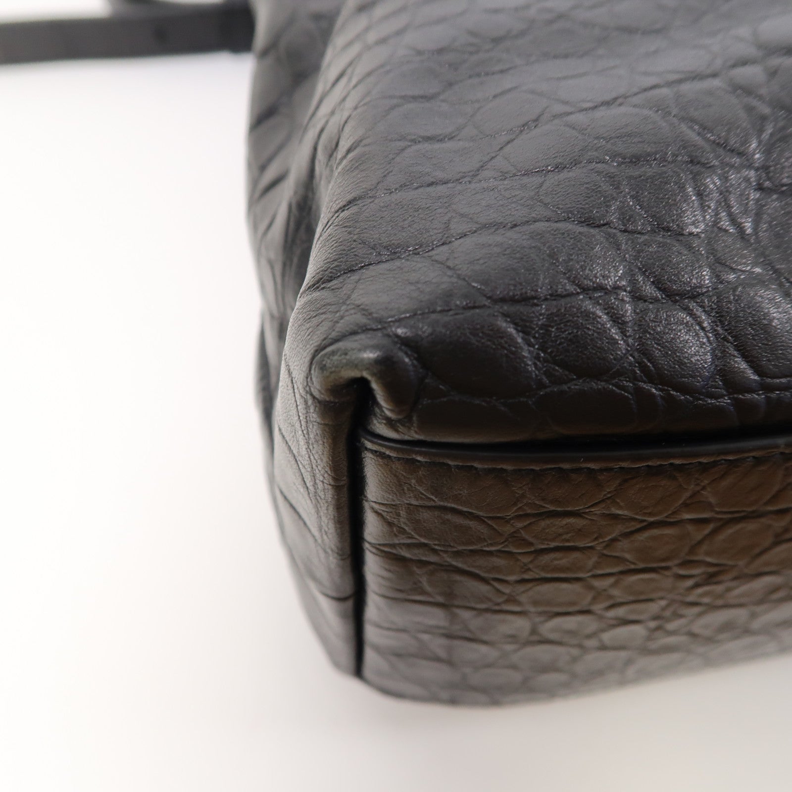 SAINT LAURENT 【激減優惠】牛皮皮革Shoulder Bag銀扣手挽肩背兩用袋黑色