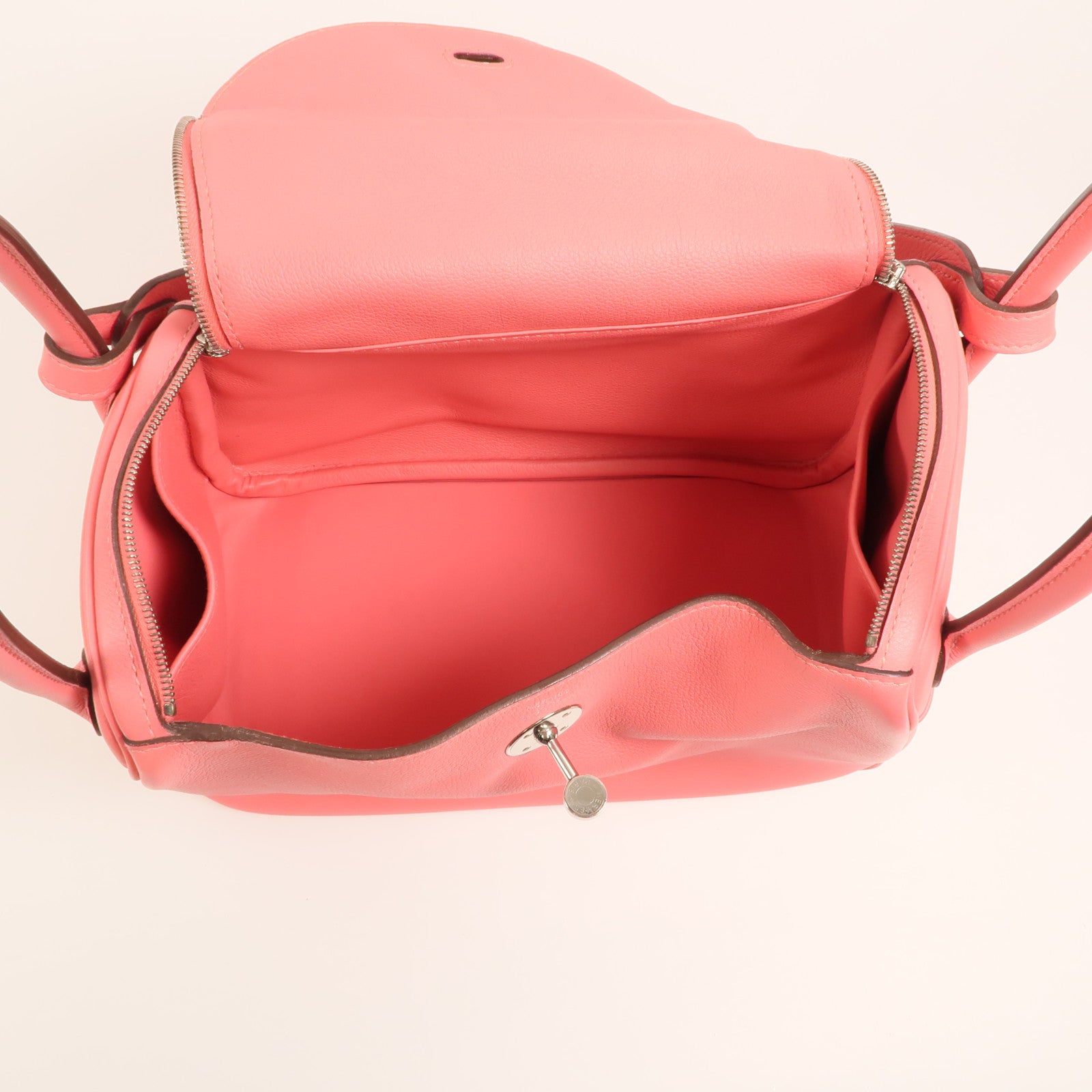 HERMES 【激減優惠】Evercolor皮革Lindy 26銀扣手挽肩背兩用袋Rose Azalee