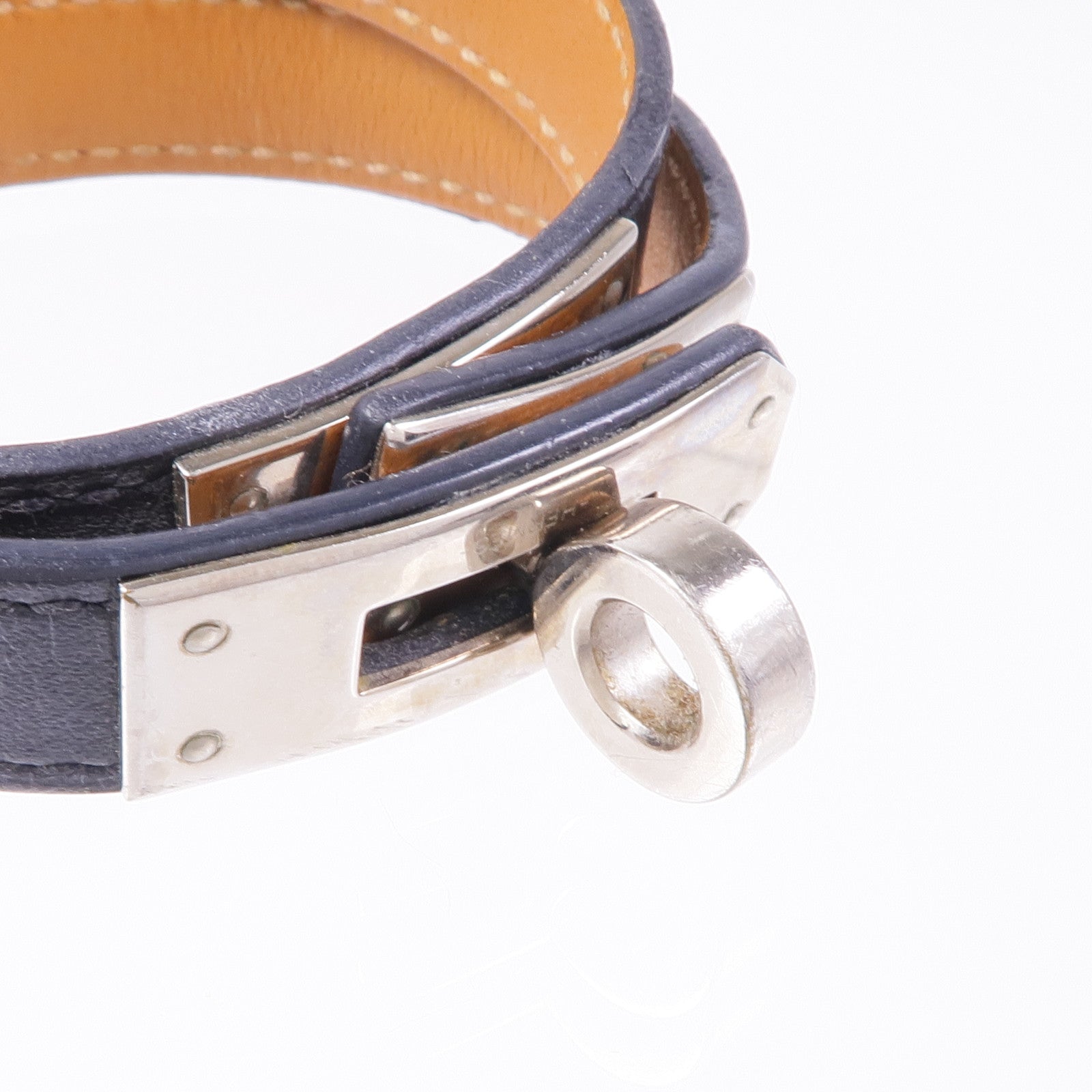HERMES Swift皮革Kelly Double Tour銀扣手帶Noir