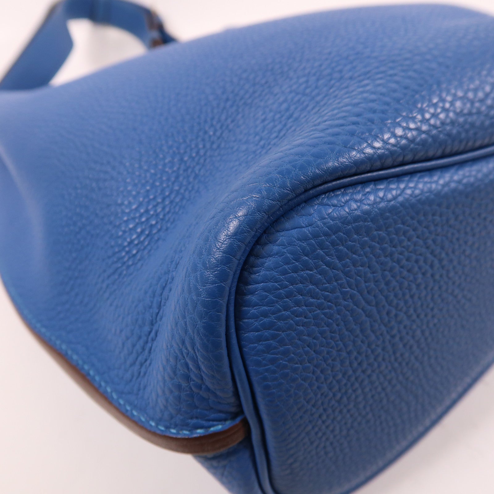 HERMES Togo皮革So Kelly 22銀扣肩背袋希臘藍色