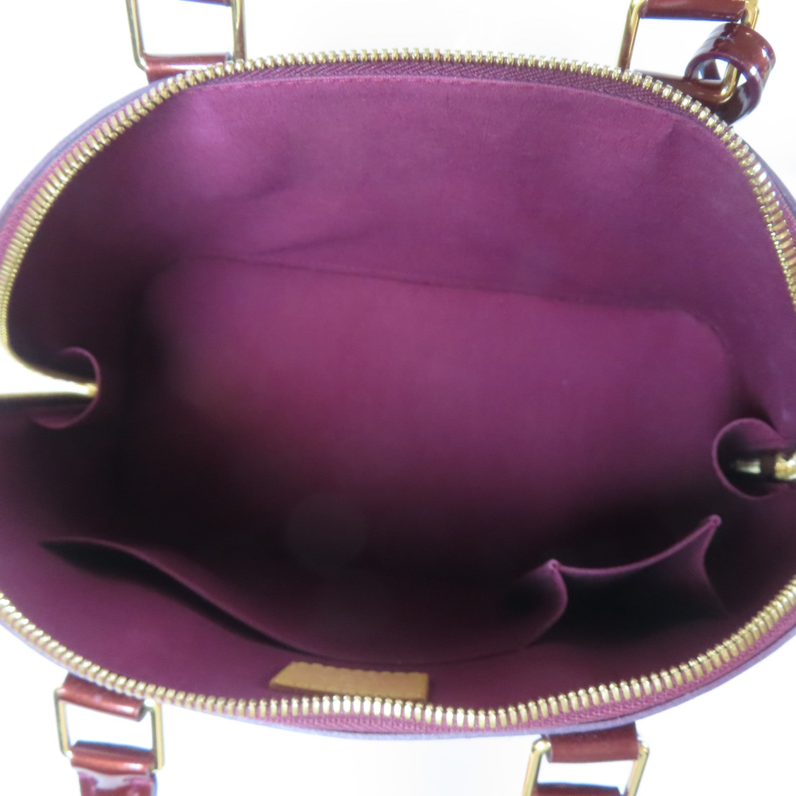 LOUIS VUITTON Vernis Alma PM金扣手挽袋深紅色