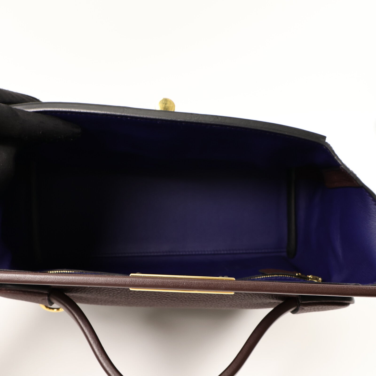 HERMES Clemence皮革24/24 29cm手挽肩背兩用袋Cassis/Bleu Saphir