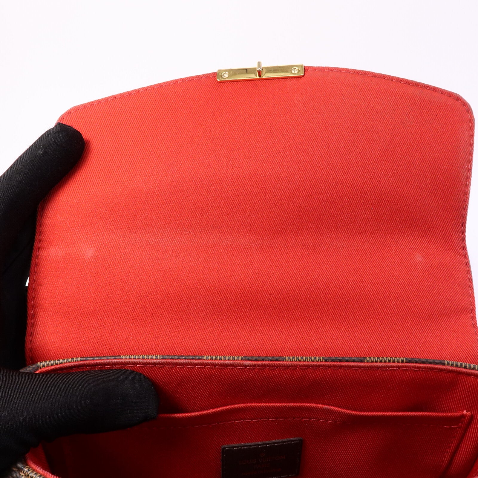 LOUIS VUITTON Damier Croisette金扣手挽肩背兩用袋