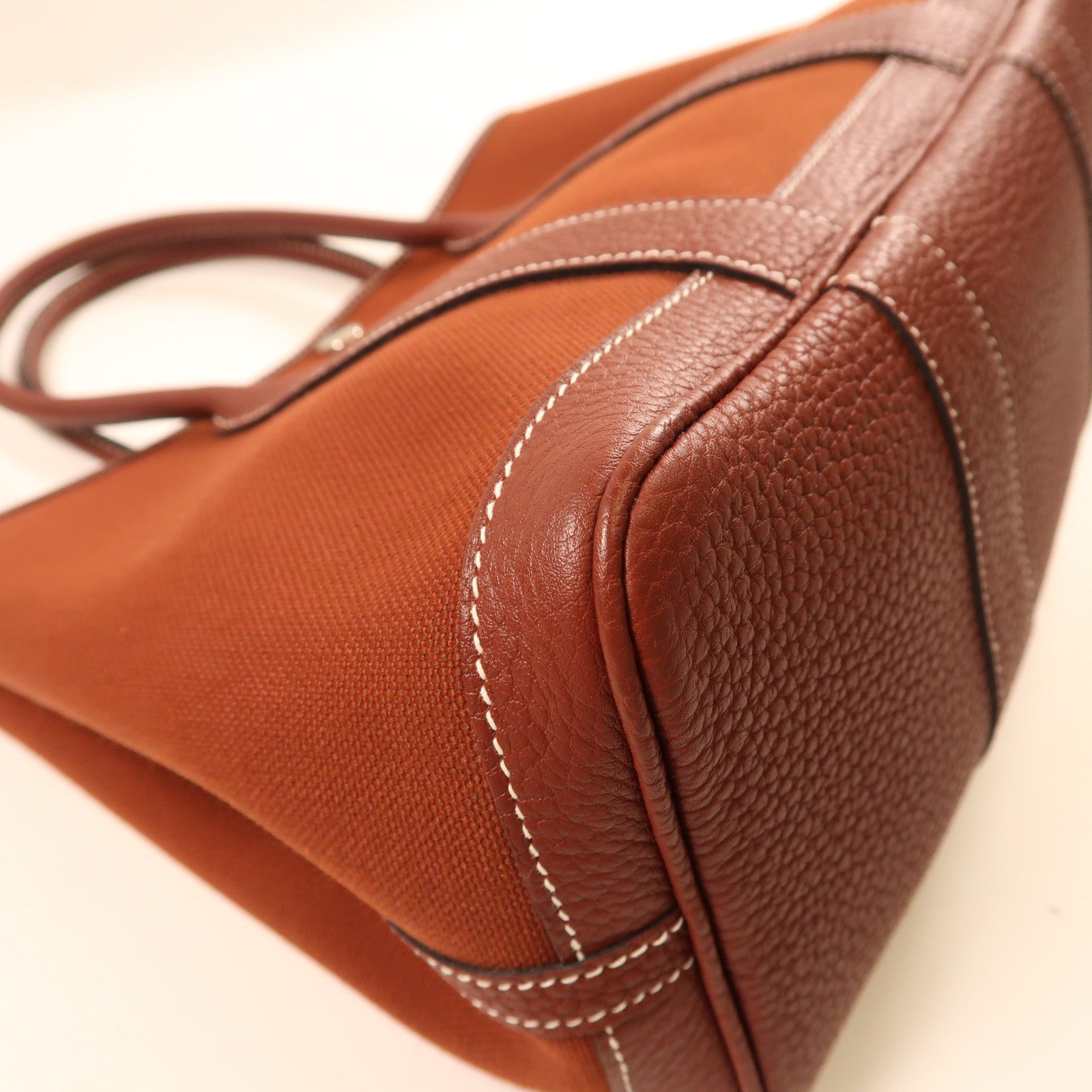 HERMES 帆布Garden Party TPM銀扣手挽袋Rouge Ash/紅色