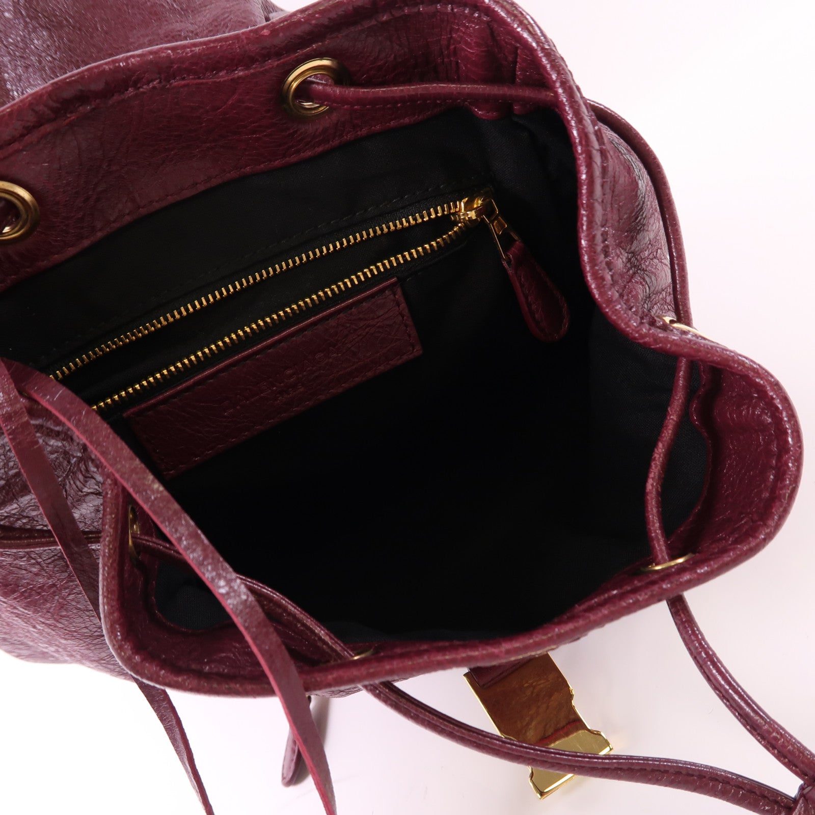 BALENCIAGA GHW BackPack Rucksack Calfskin Leather 407547 Red