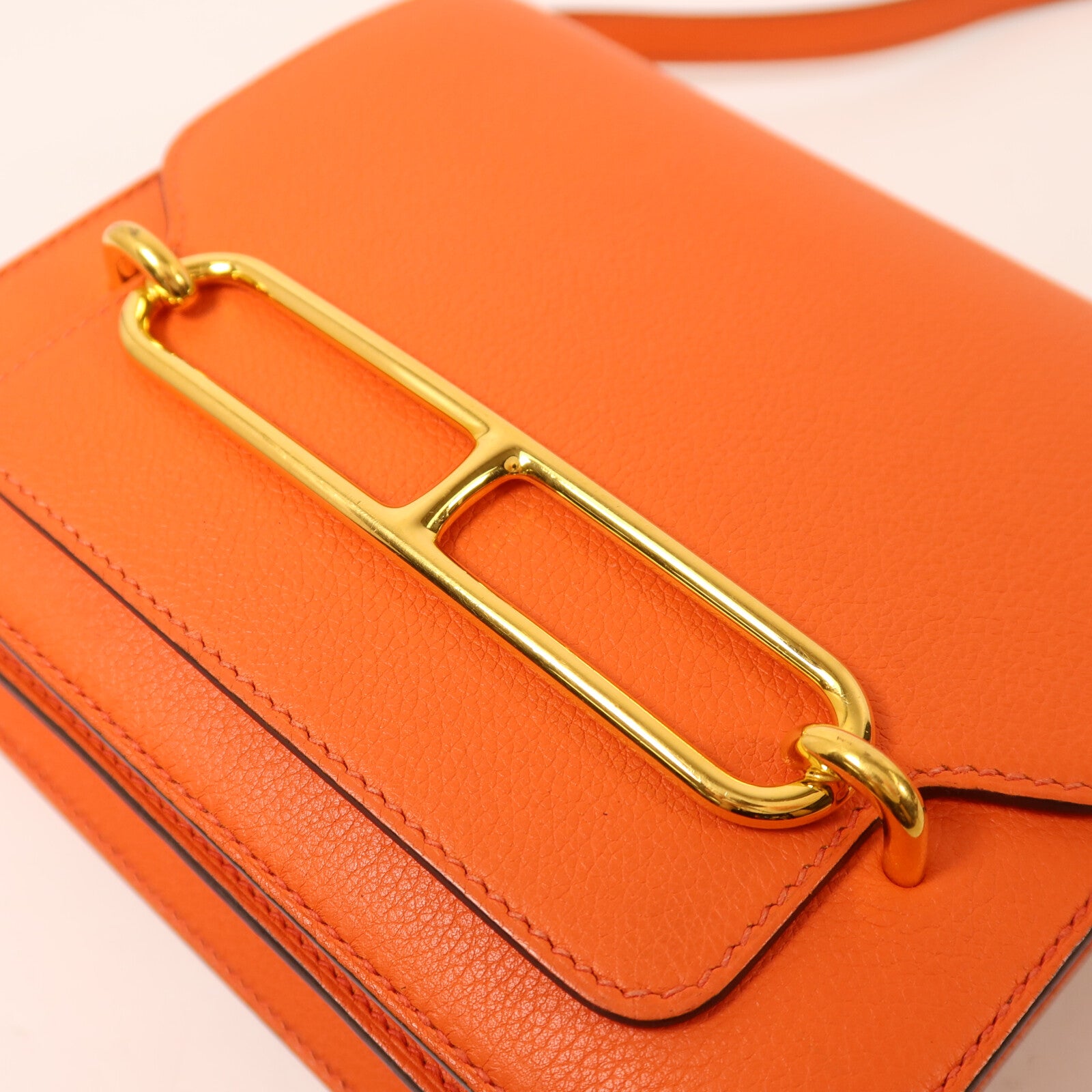 HERMES Evercolor皮革Roulis Mini肩背袋Feu