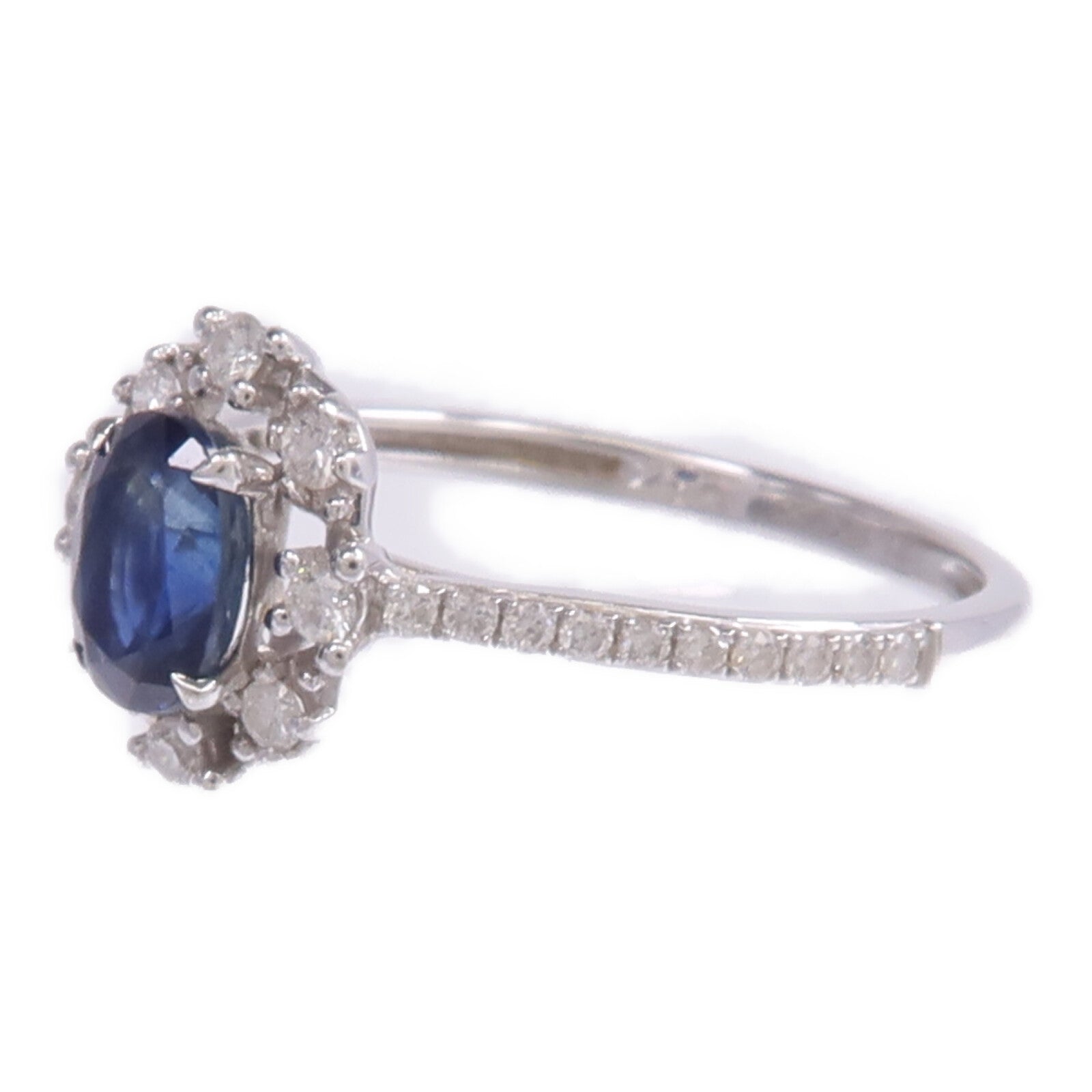 JEWELRY 18K白金Sapphire Diamond Ring藍寶石/鑽石戒指US#6.75