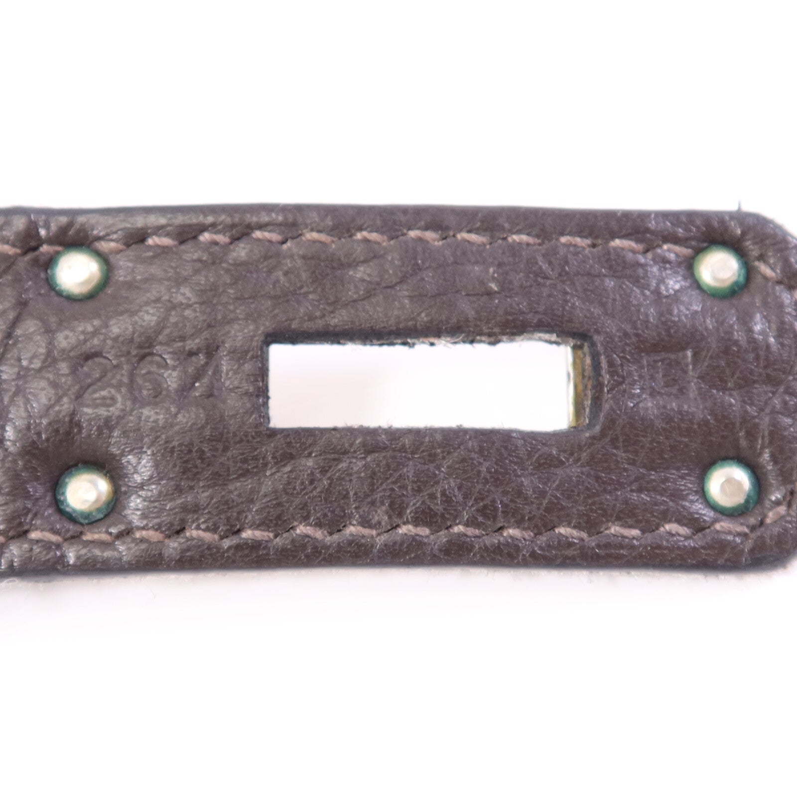 HERMES Clemence皮革Jypsiere 34銀扣肩背袋Brown