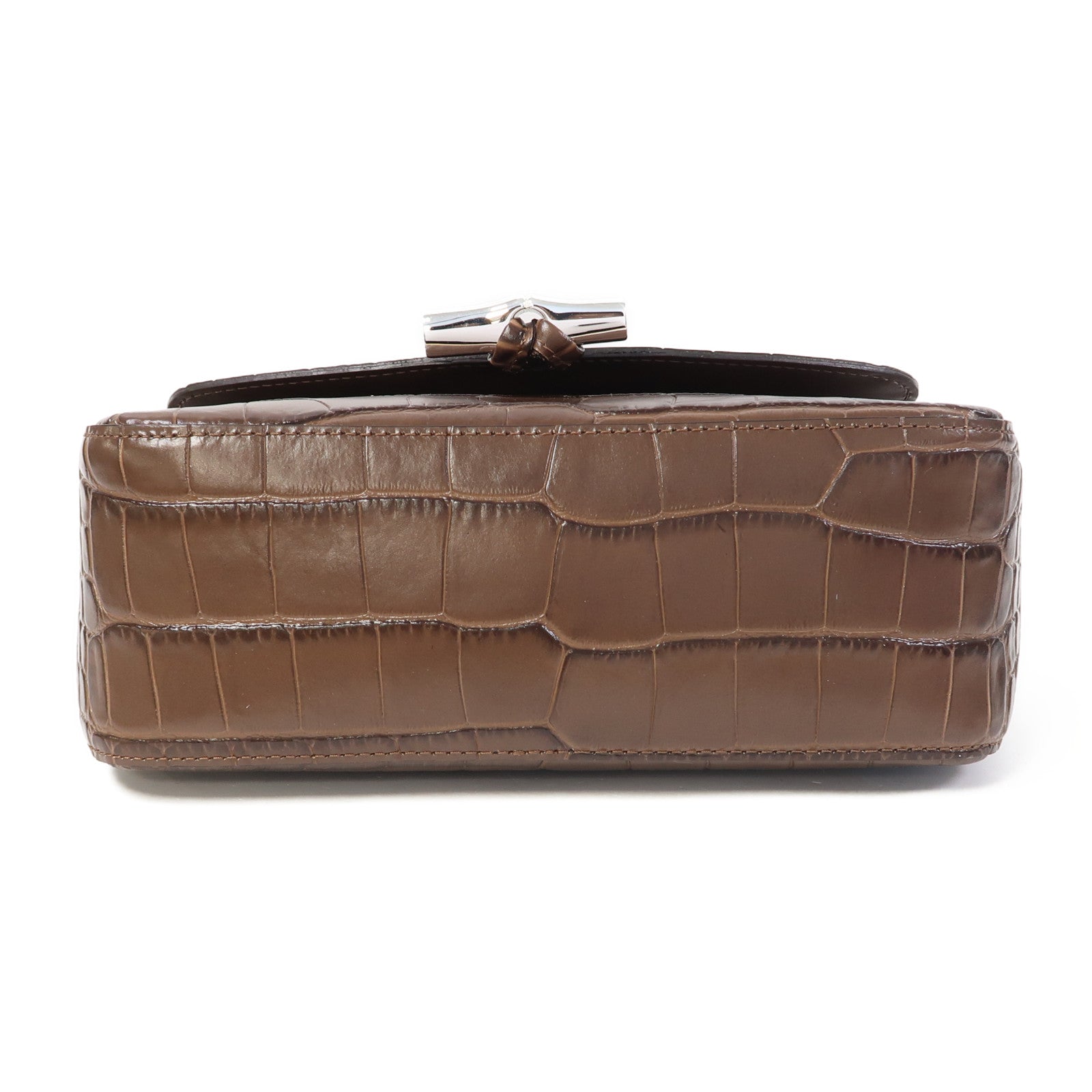 Longchamp 牛皮皮革Shoulder Bag銀扣肩背袋啡色