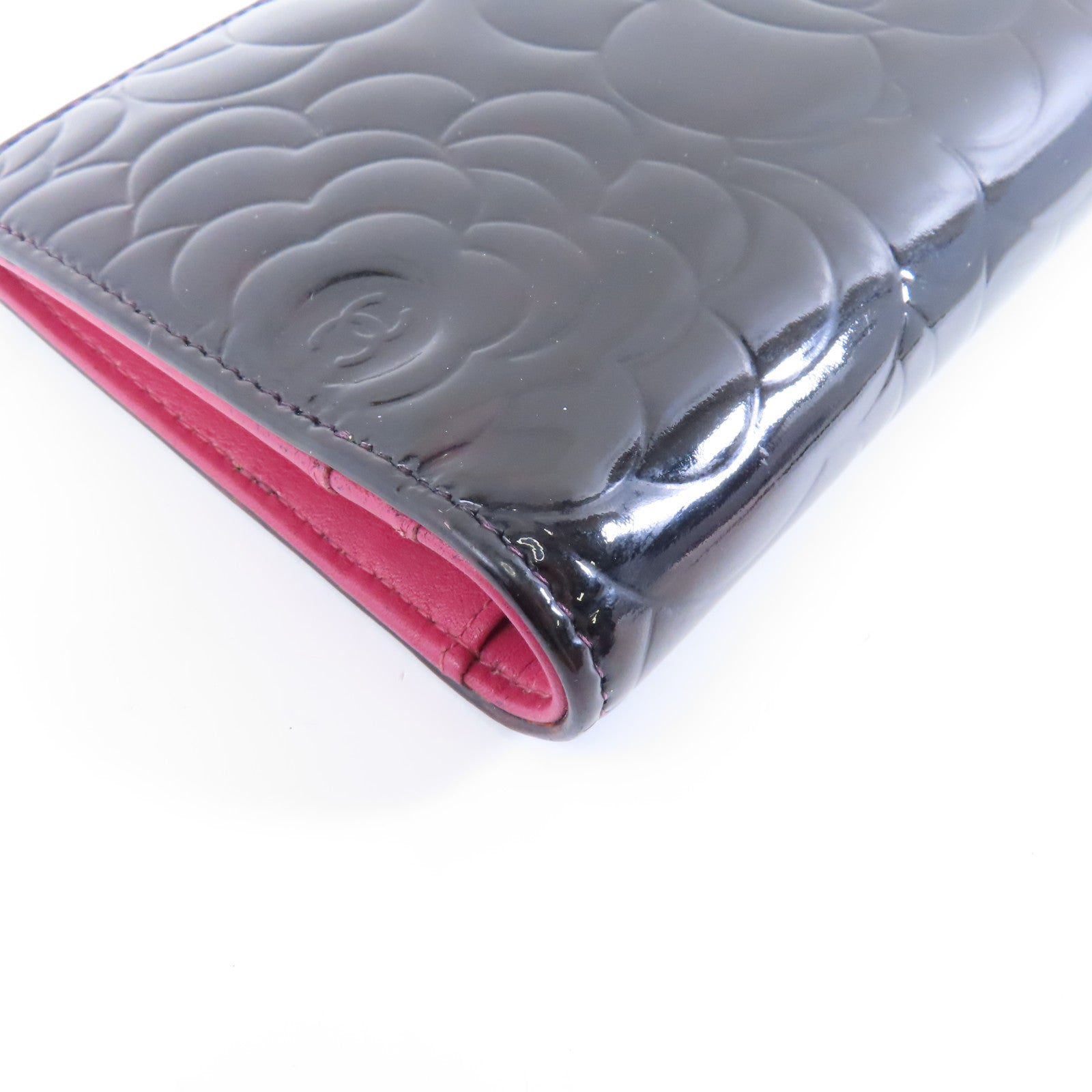 CHANEL 【激減優惠】漆皮皮革Long Wallet銀扣長錢包黑色