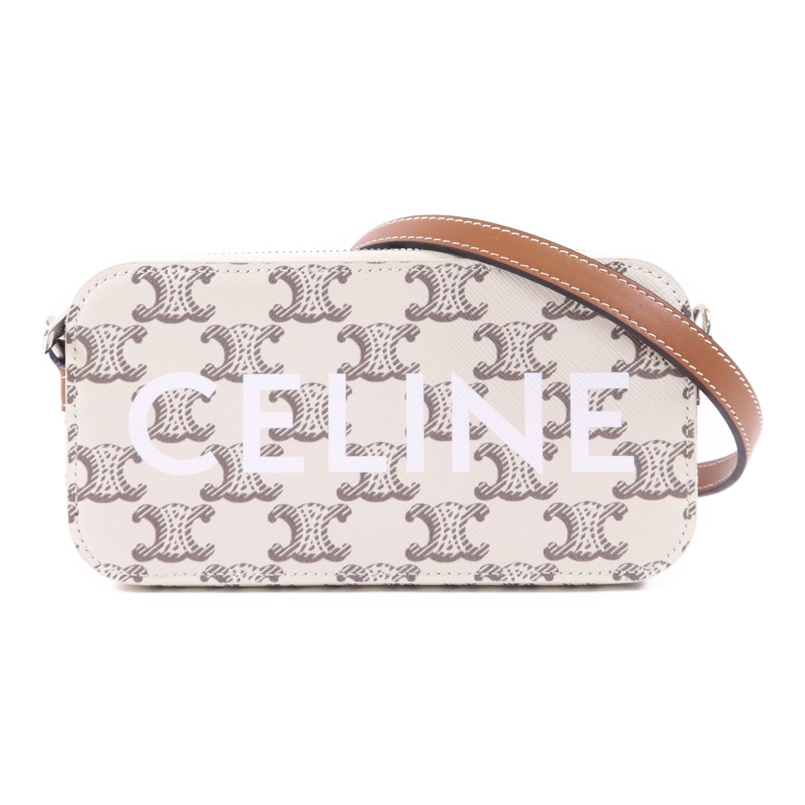 CELINE 【激減優惠】塗層帆布Phone Bag銀扣肩背袋